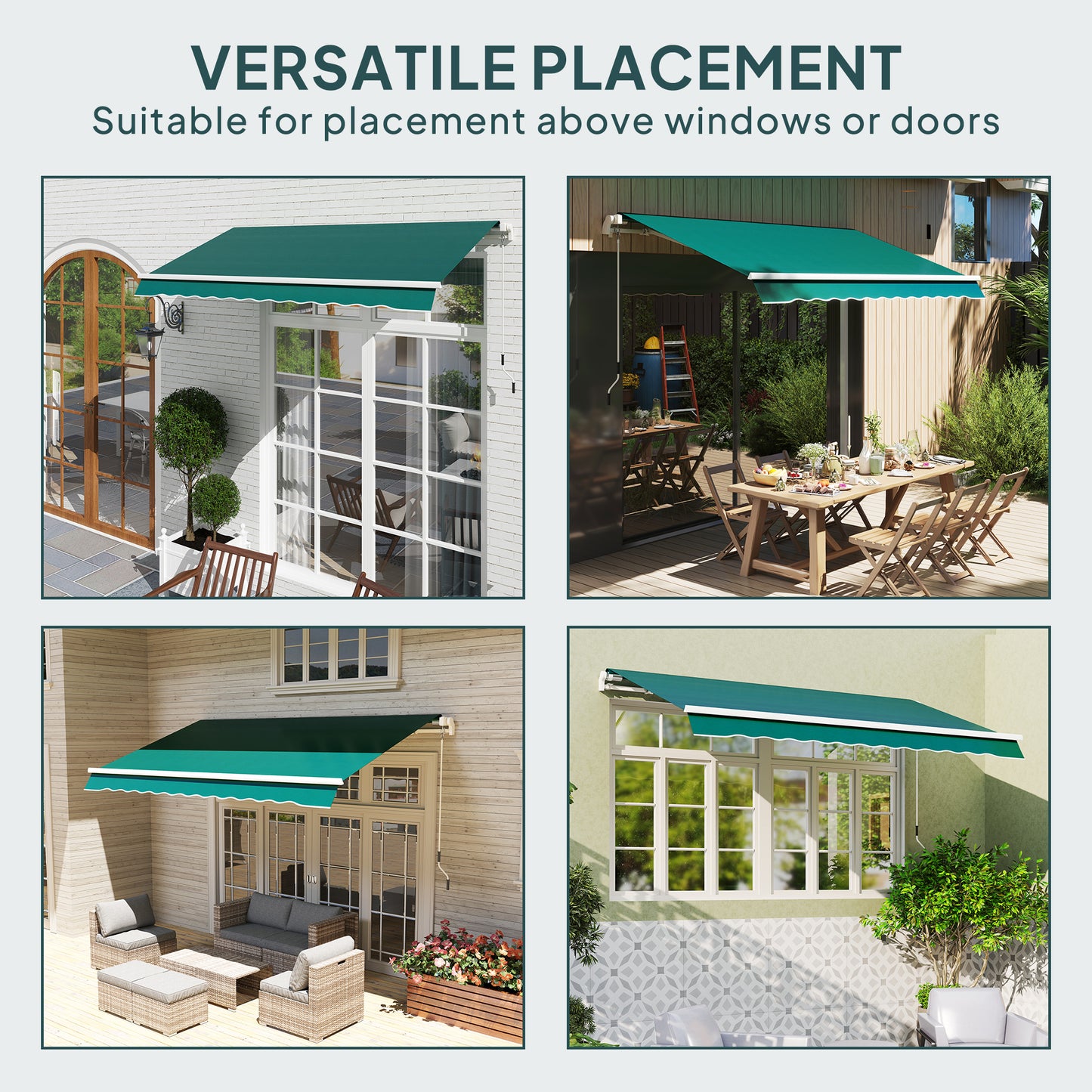 Outsunny Awning Replacement Canopy Water Resistant UPF 50 Sun Shade Cover For 3 X 2.5 M Garden Awning Fabric Only Green
