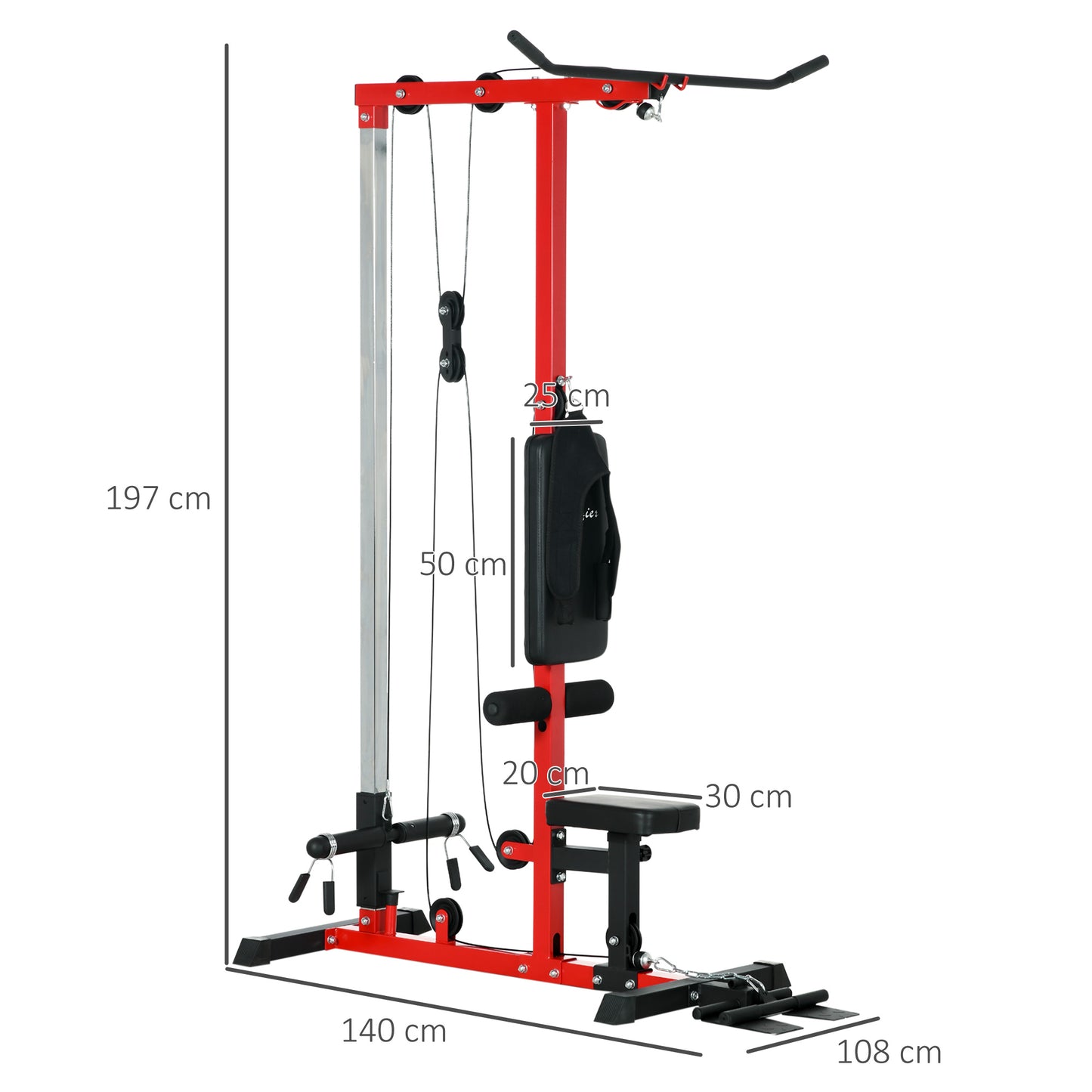 SPORTNOW Adjustable Power Tower with Chin-Up and Lat Pulldown Features for Home Gym, Red - ALL4U RETAILER LTD