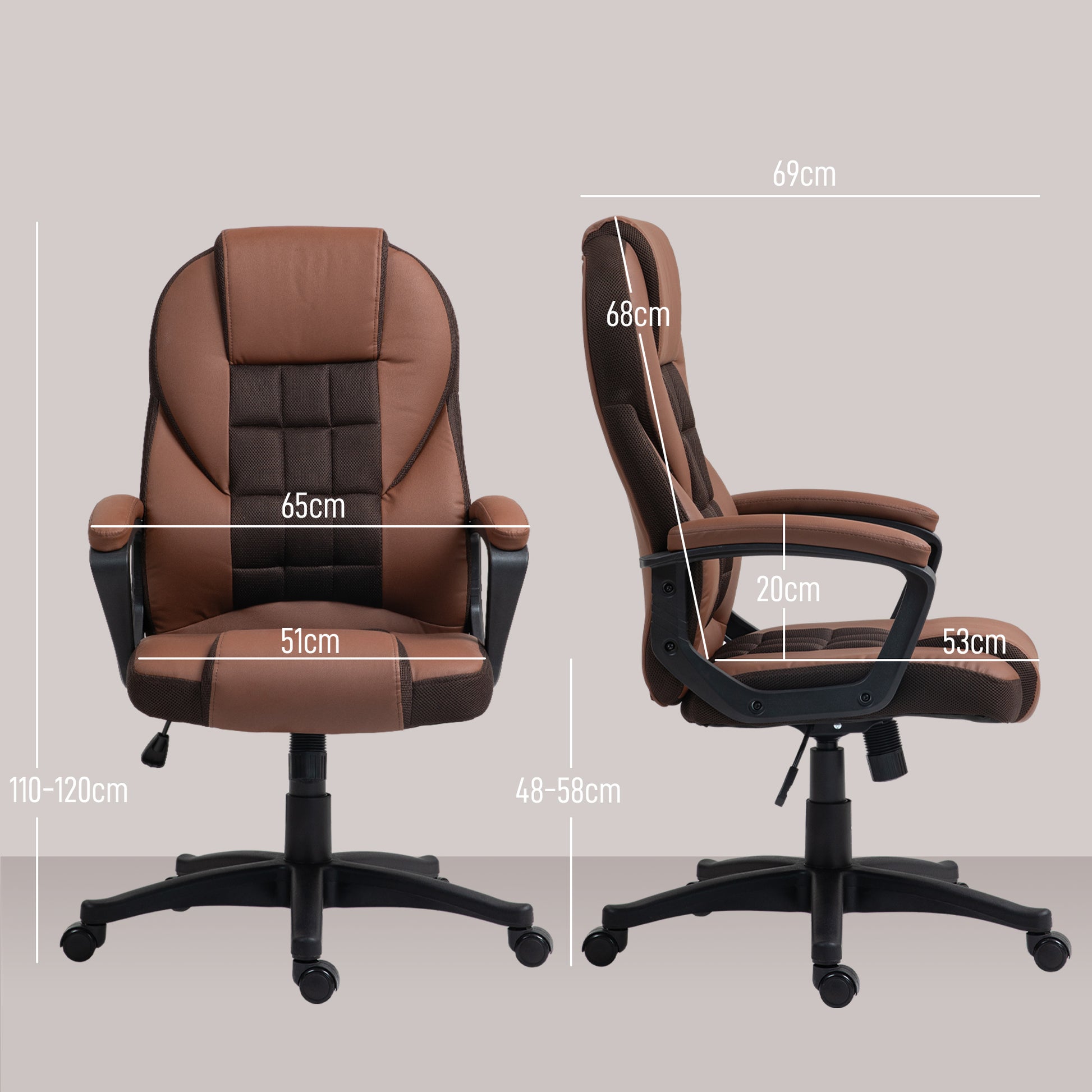 Elegant Brown Faux Leather Executive Office Chair with Adjustable Height and Comfort Features - ALL4U RETAILER LTD