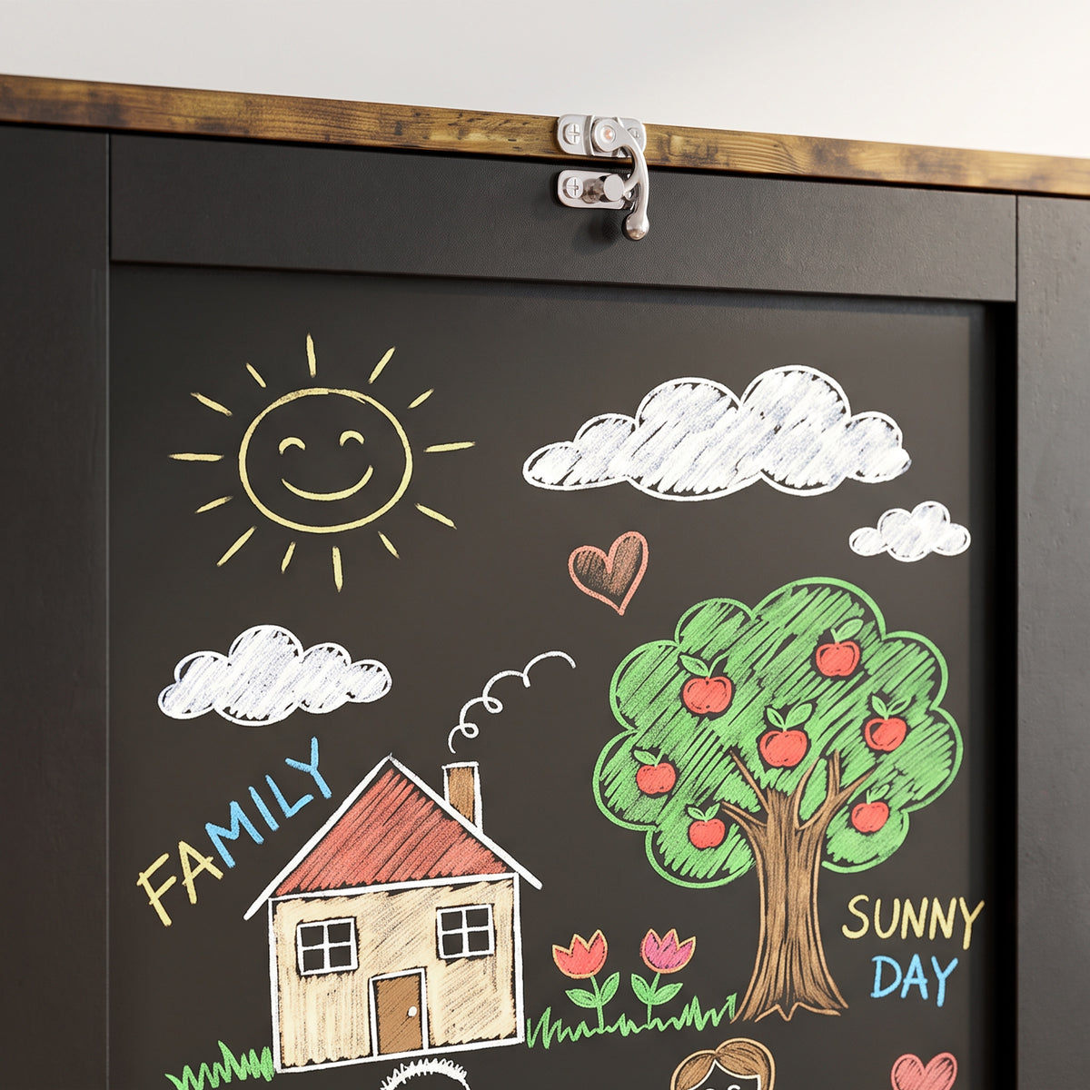 HOMCOM Wall Mounted Folding Drop Leaf Table With Chalkboard And Storage Shelf