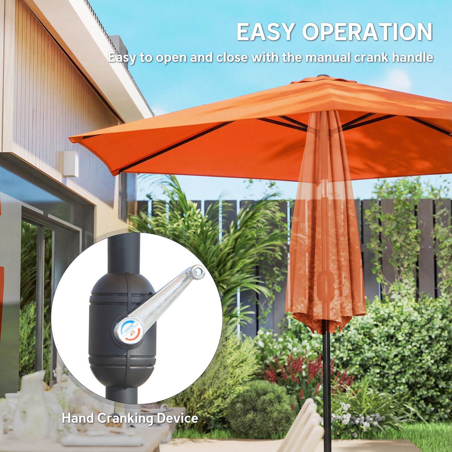 Outsunny 2.6m Garden Parasol Umbrella With Aluminium Pole Outdoor Patio Umbrella Tilt And Crank Vent Orange