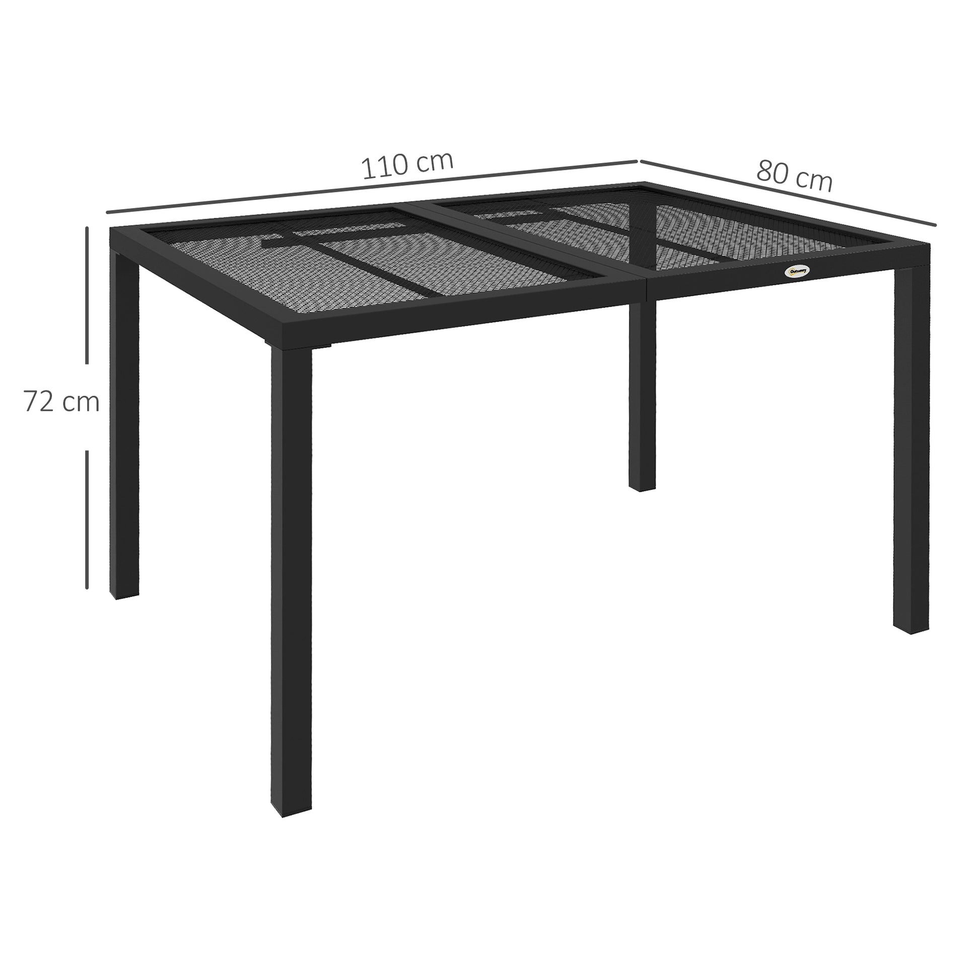 Outsunny Grey Steel Frame Outdoor Dining Table with Mesh Top for Patio and Balcony - ALL4U RETAILER LTD