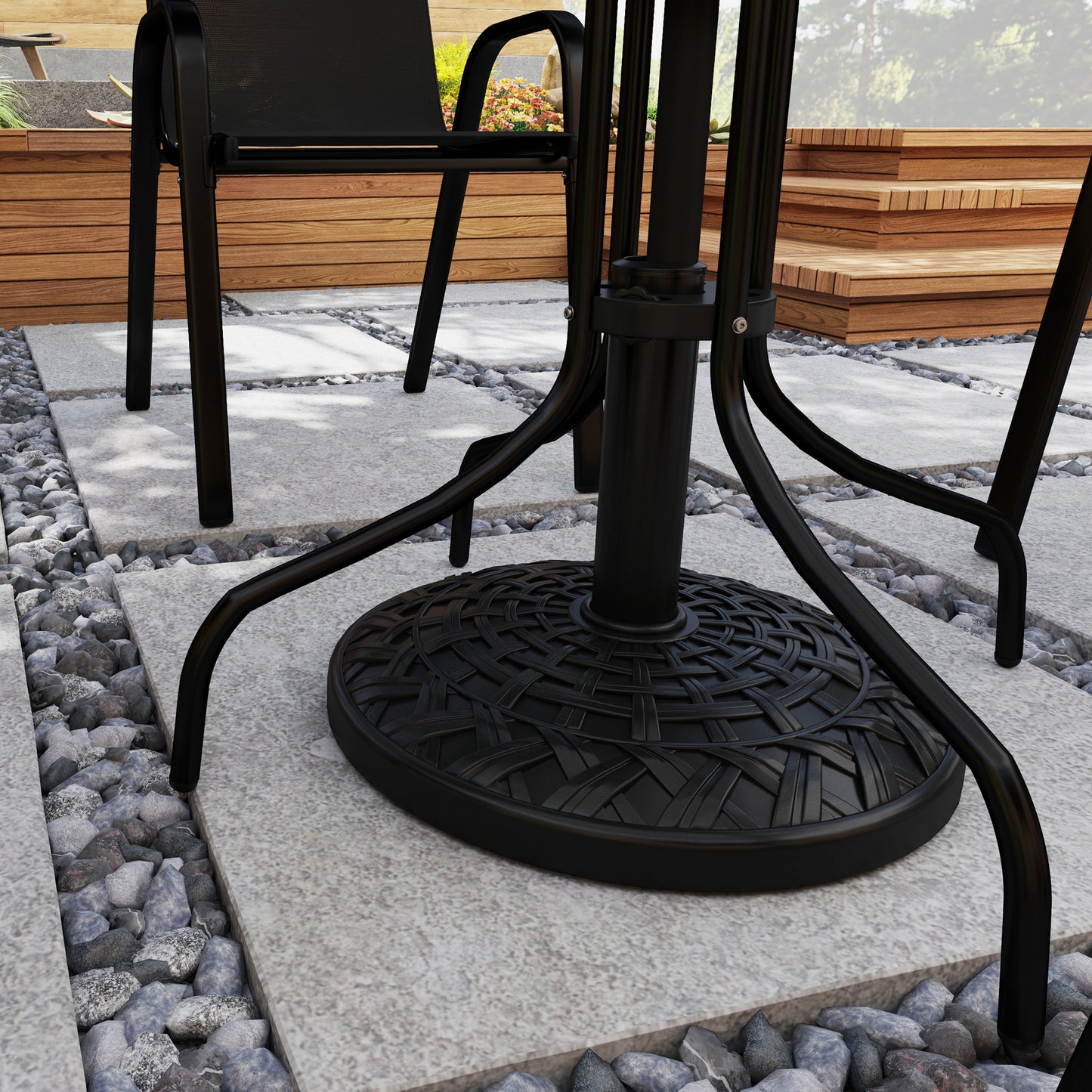 Outsunny 12kg Round Resin Parasol Base For 38mm Or 48mm Poles Heavy Duty Garden Umbrella Stand Black