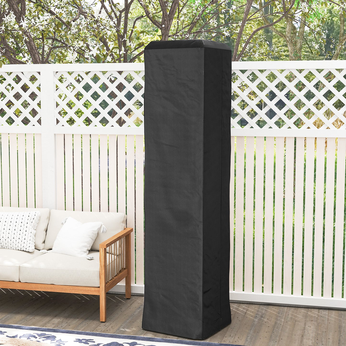 Outsunny Gas Pyramid Patio Heater Cover Full Length Outdoor Protector UPF 30 Plus Oxford Fabric With Zipper Black
