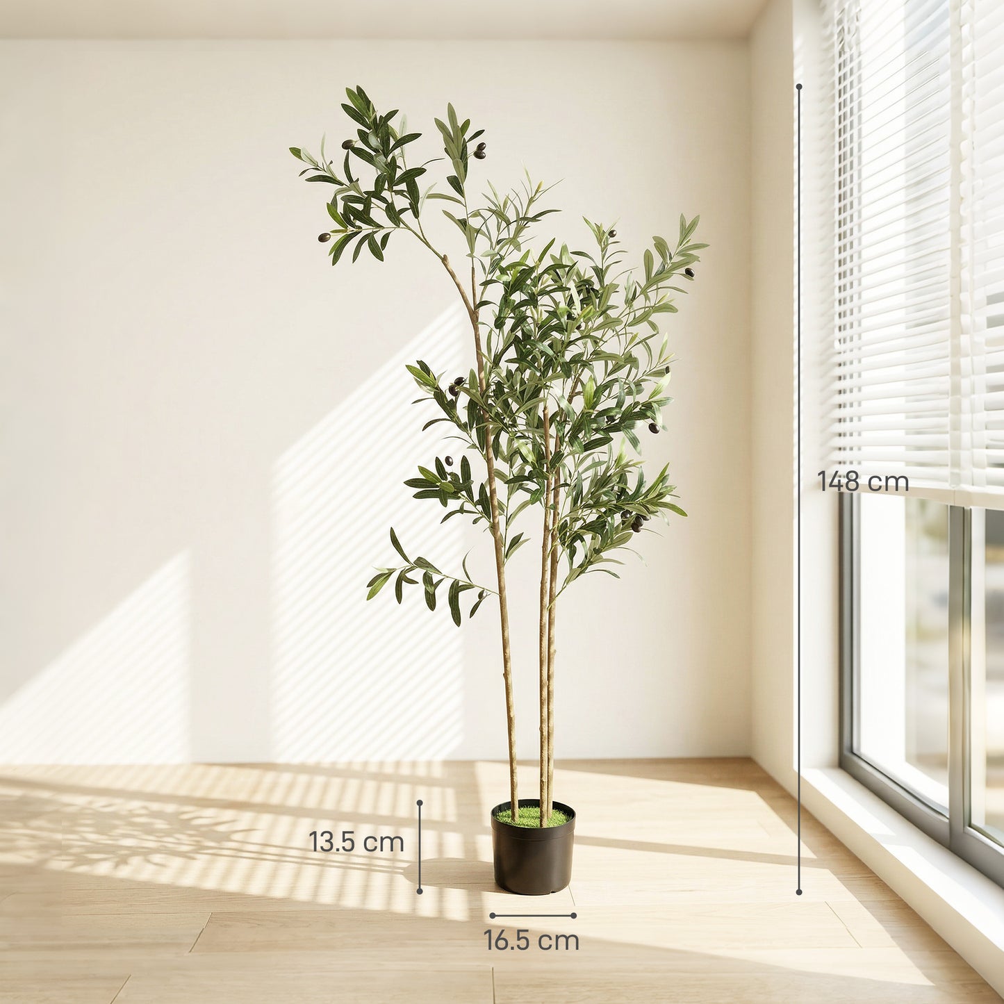 Artificial Silk Olive Tree 148cm With Cement Pot 553 Leaves Realistic Indoor Home Decor Plant