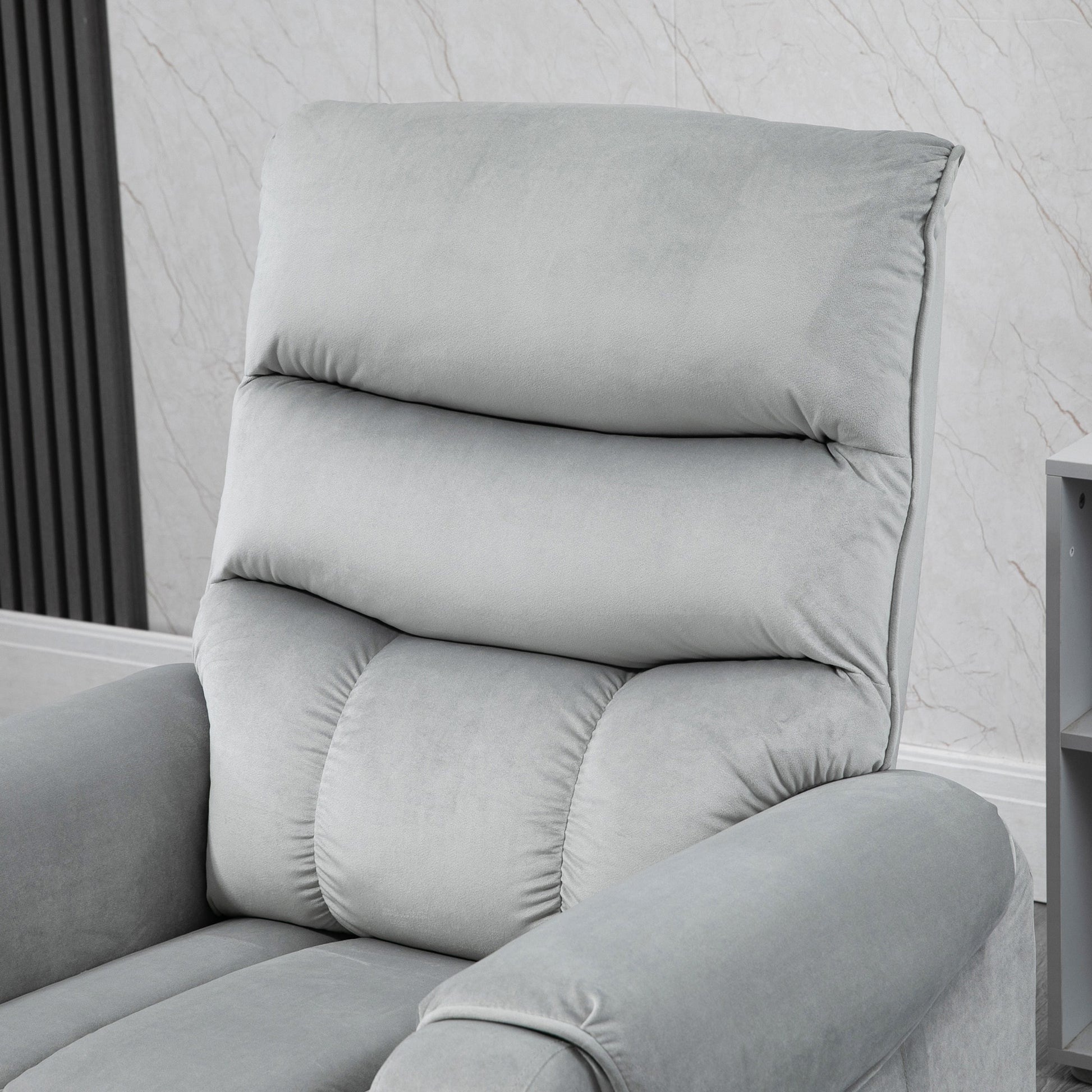 HOMCOM Electric Lift Recliner Chair with Vibration Massage and Remote Control, Grey Velvet Armchair - ALL4U RETAILER LTD