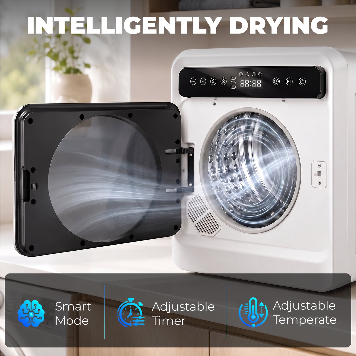 HOMCOM 5kg Vented Tumble Dryer 1000W Compact Smart Drying Freestanding Stackable Clothes Dryer