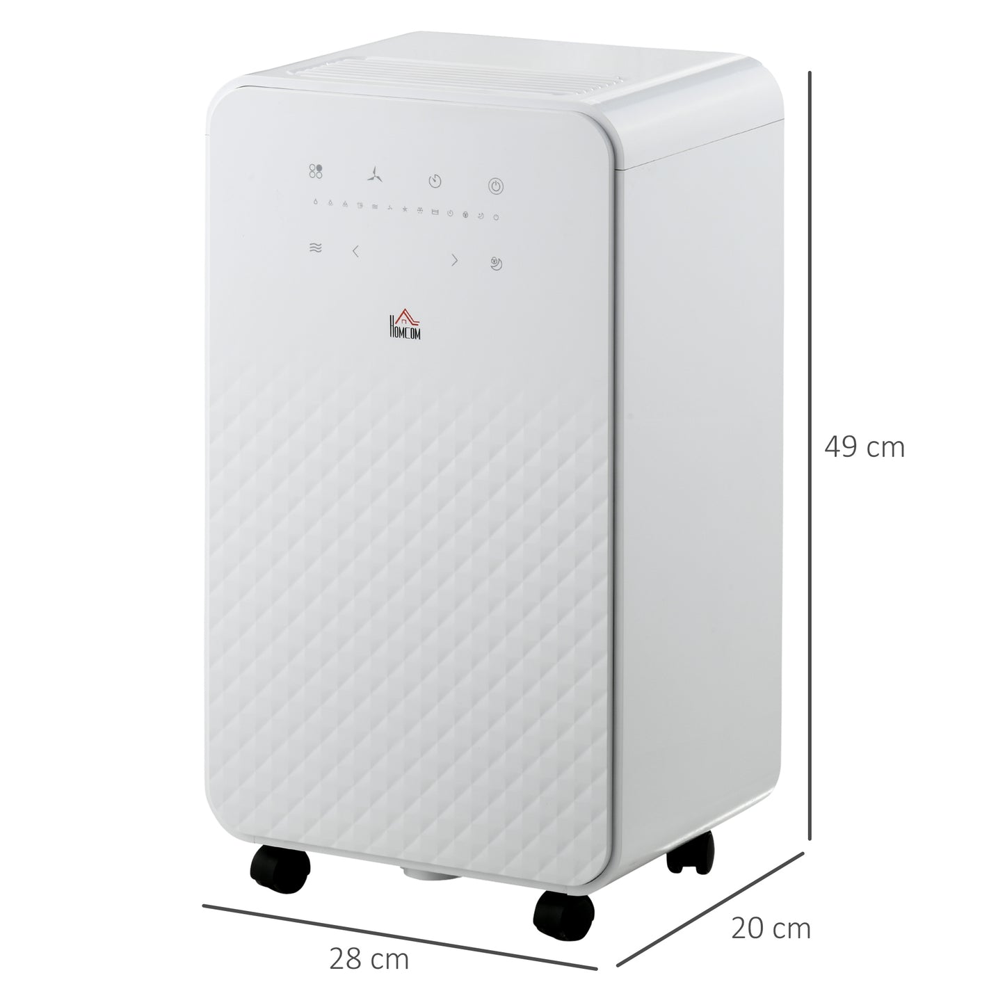 HOMCOM 2000mL Compact Dehumidifier and Air Purifier with 5 Modes, 24-Hour Timer, 12L/Day Capacity for Home Use, White - ALL4U RETAILER LTD