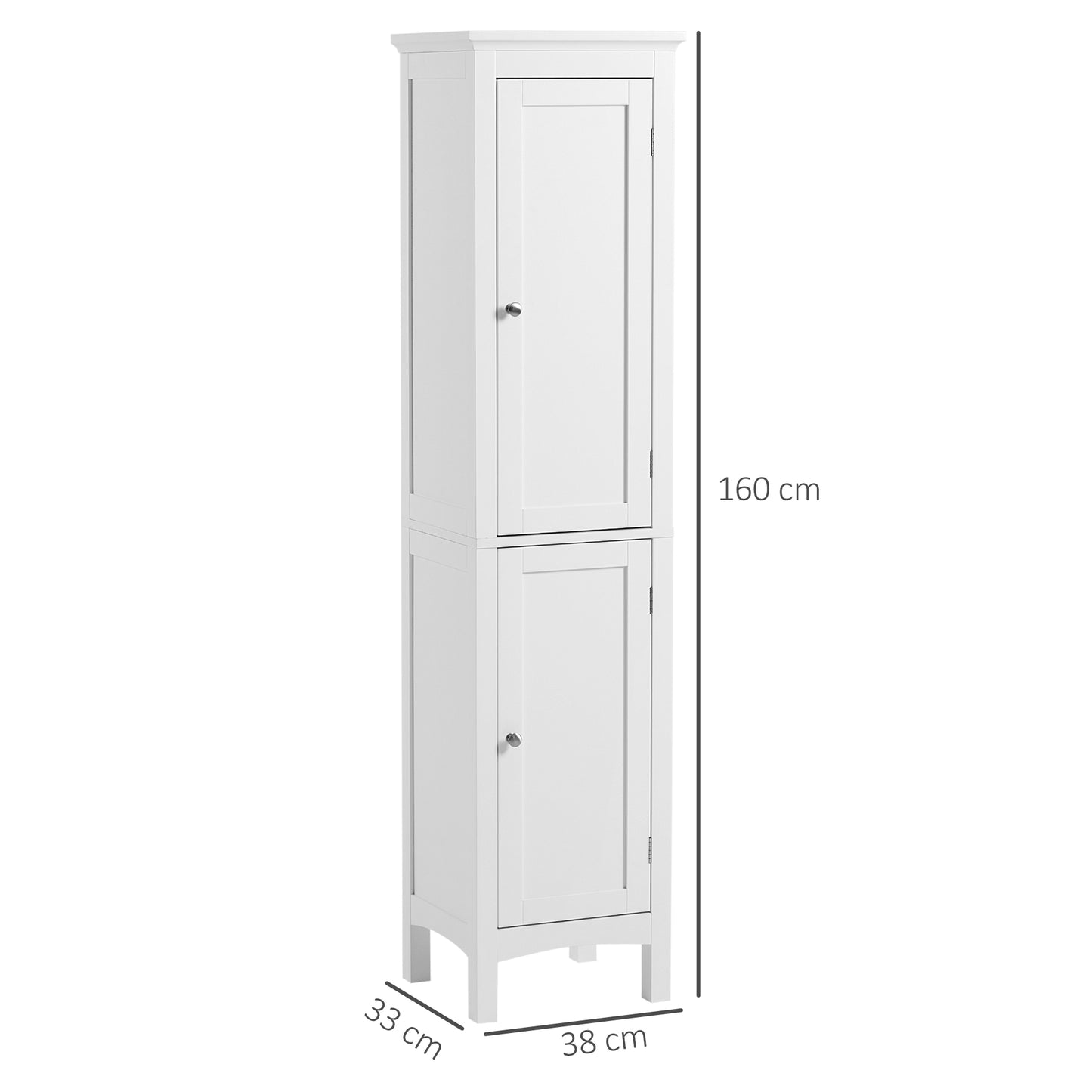 Kleankin Tall Bathroom Storage Unit Slim Cabinet With Adjustable Shelves And Double Doors White