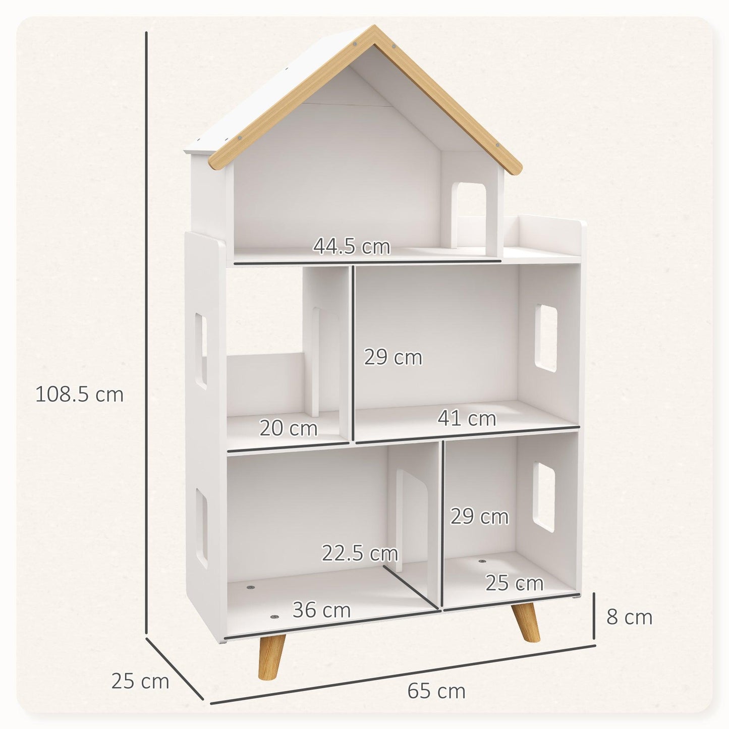 ZONEKIZ 3 Tier Toy Storage Shelf with 6 Cubby White - ALL4U RETAILER LTD