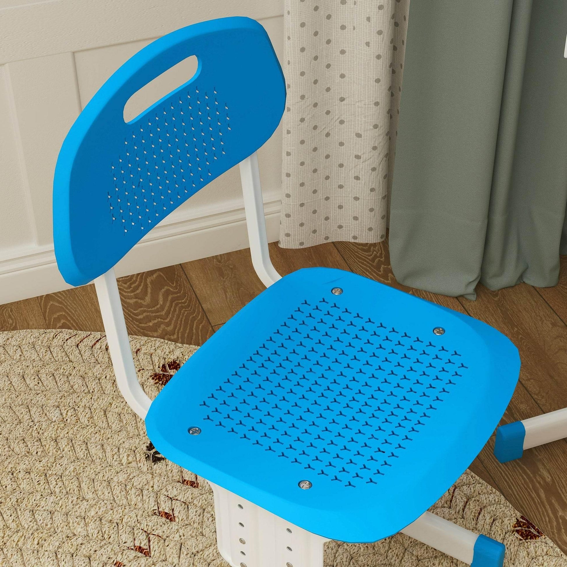 HOMCOM Blue Kids Study Desk and Chair Set with Storage, Adjustable Height and Book Stand - ALL4U RETAILER LTD