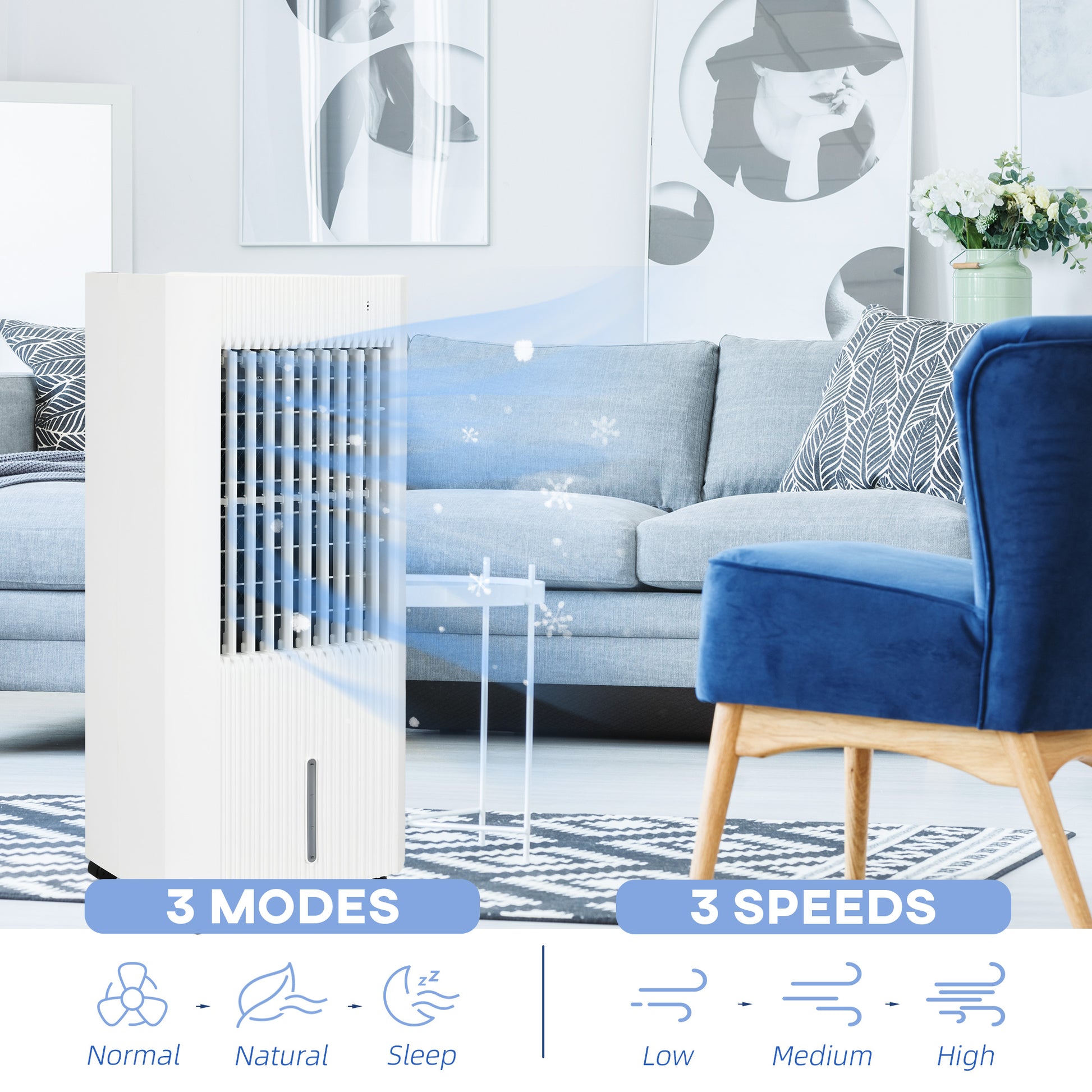 HOMCOM 3-in-1 Portable Evaporative Air Cooler with Remote Control, 15-Hour Timer & Oscillating Function - ALL4U RETAILER LTD