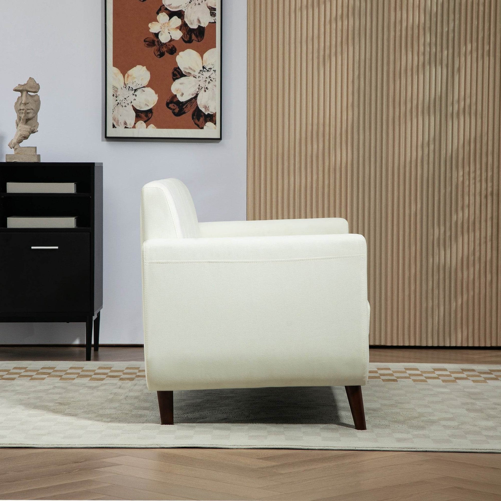 Modern Cream White Tufted Loveseat Sofa for Small Spaces - HOMCOM 2 Seater Upholstered Couch with Wood Legs - ALL4U RETAILER LTD