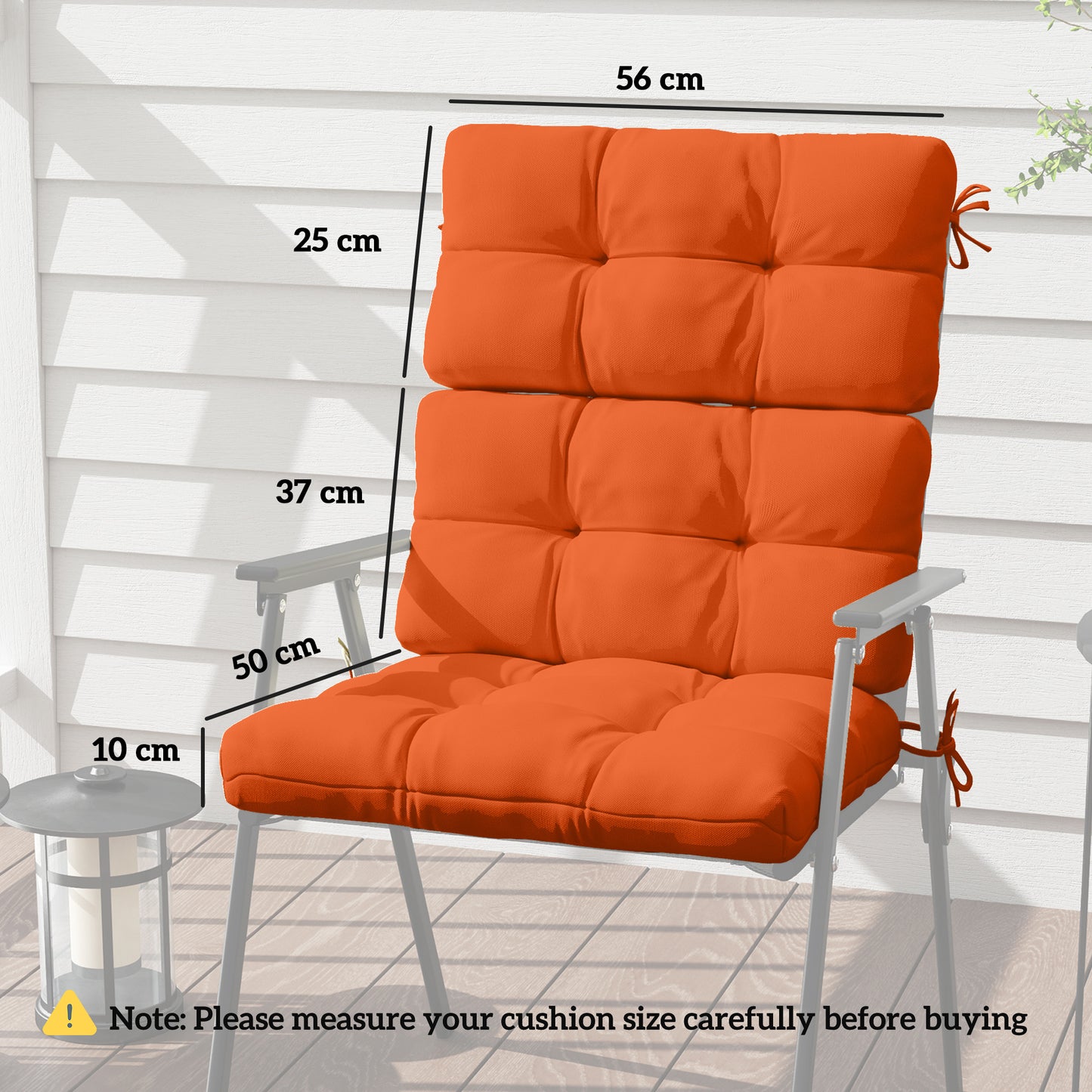 Outsunny Set Of Two Padded Outdoor Seat Cushions With Cushioned Back Rest Orange For Patio Chairs