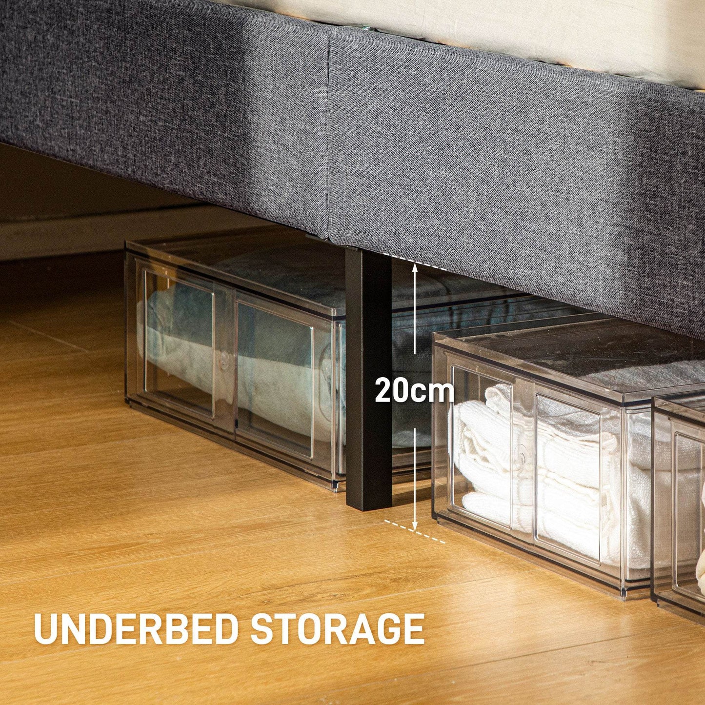 HOMCOM Adjustable King Size Upholstered Bed Frame with Padded Headboard - Grey - ALL4U RETAILER LTD