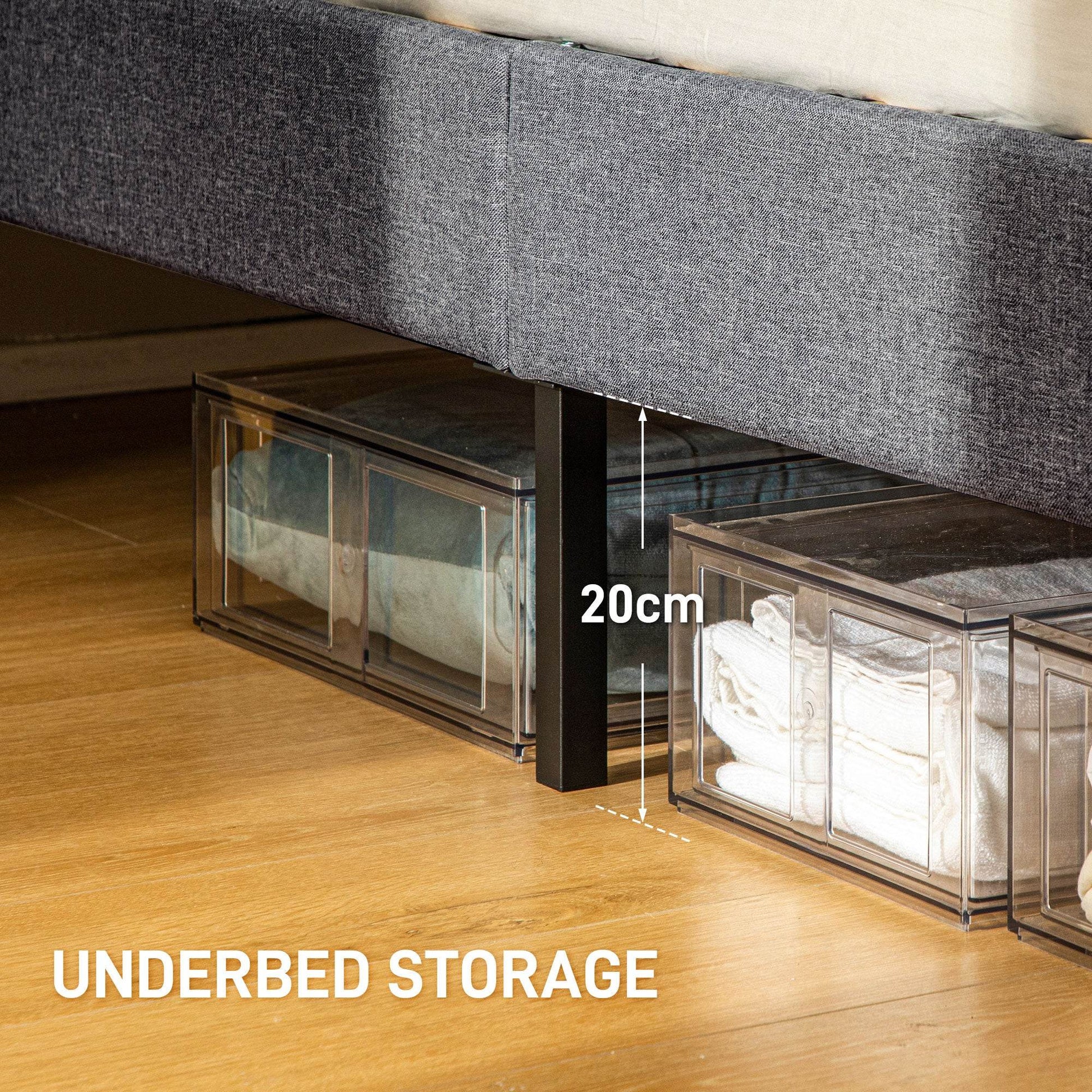 HOMCOM Adjustable King Size Upholstered Bed Frame with Padded Headboard - Grey - ALL4U RETAILER LTD