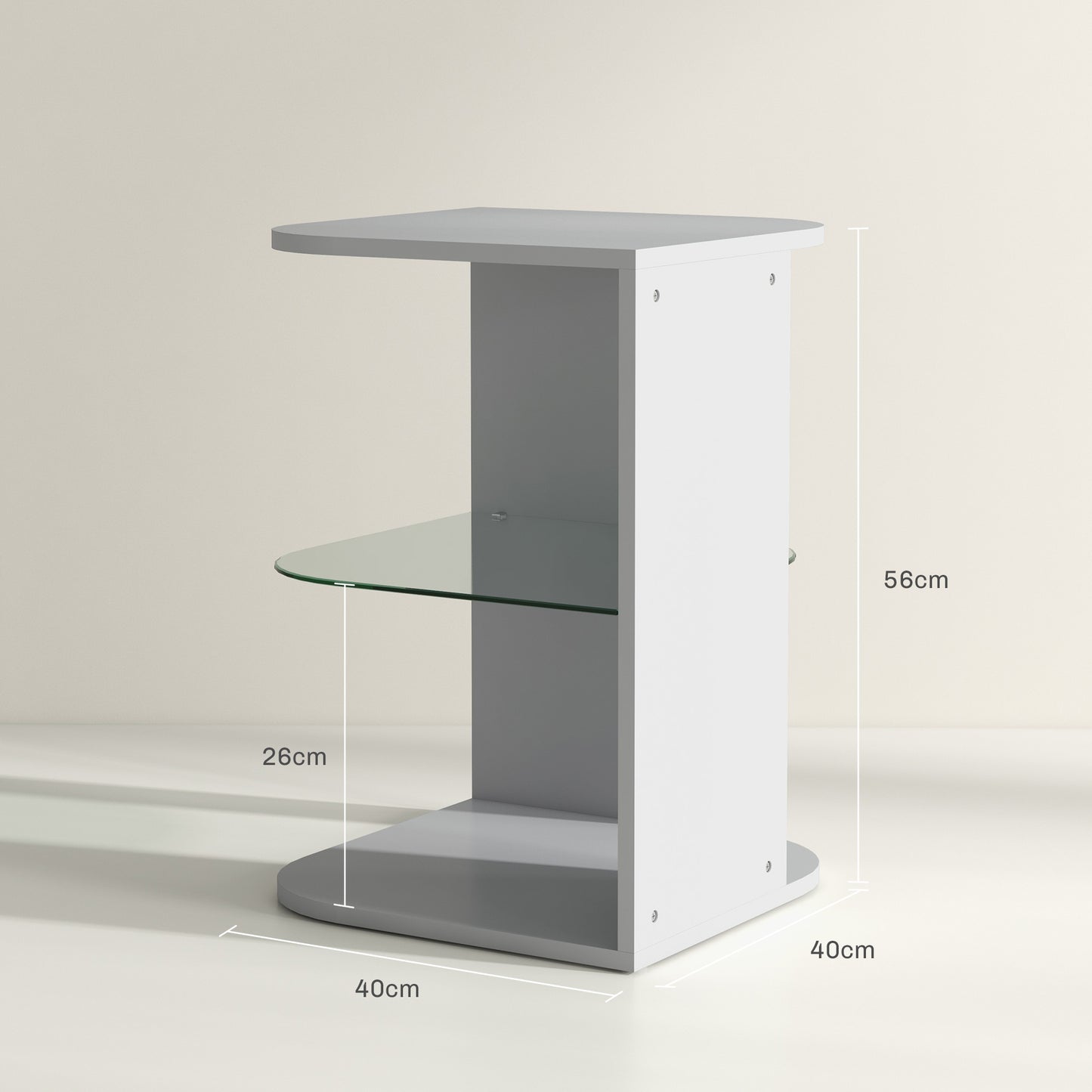 HOMCOM Modern Side Table Set Of 2 Bedside Nightstand With 2 Storage Shelves For Living Room And Bedroom Grey