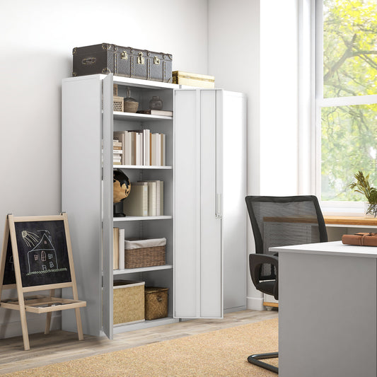 Vinsetto Stylish White Steel Filing Cabinet with Lockable Doors and Adjustable Shelves - ALL4U RETAILER LTD