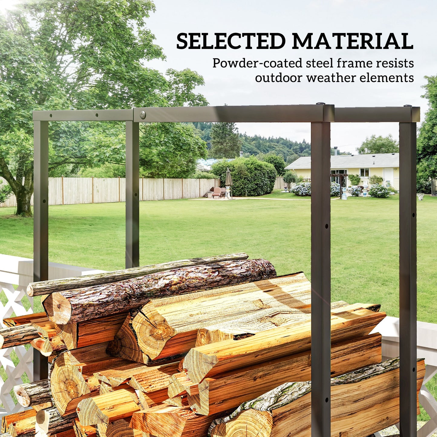 Outsunny Retractable Firewood Log Rack Set Of 2 Indoor Outdoor Wood Storage With Hooks 40-65 Cm 100-150 Cm Black