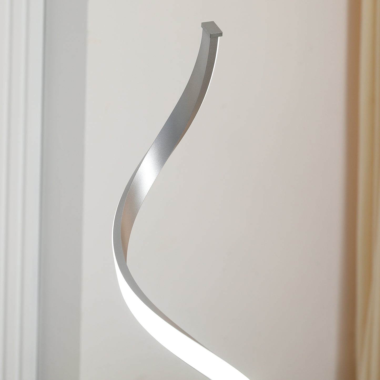 HOMCOM Dimmable Floor Lamp For Living Room Modern Spiral Standing Lamp With 3 Brightness Levels And 3 Color Temps Silver