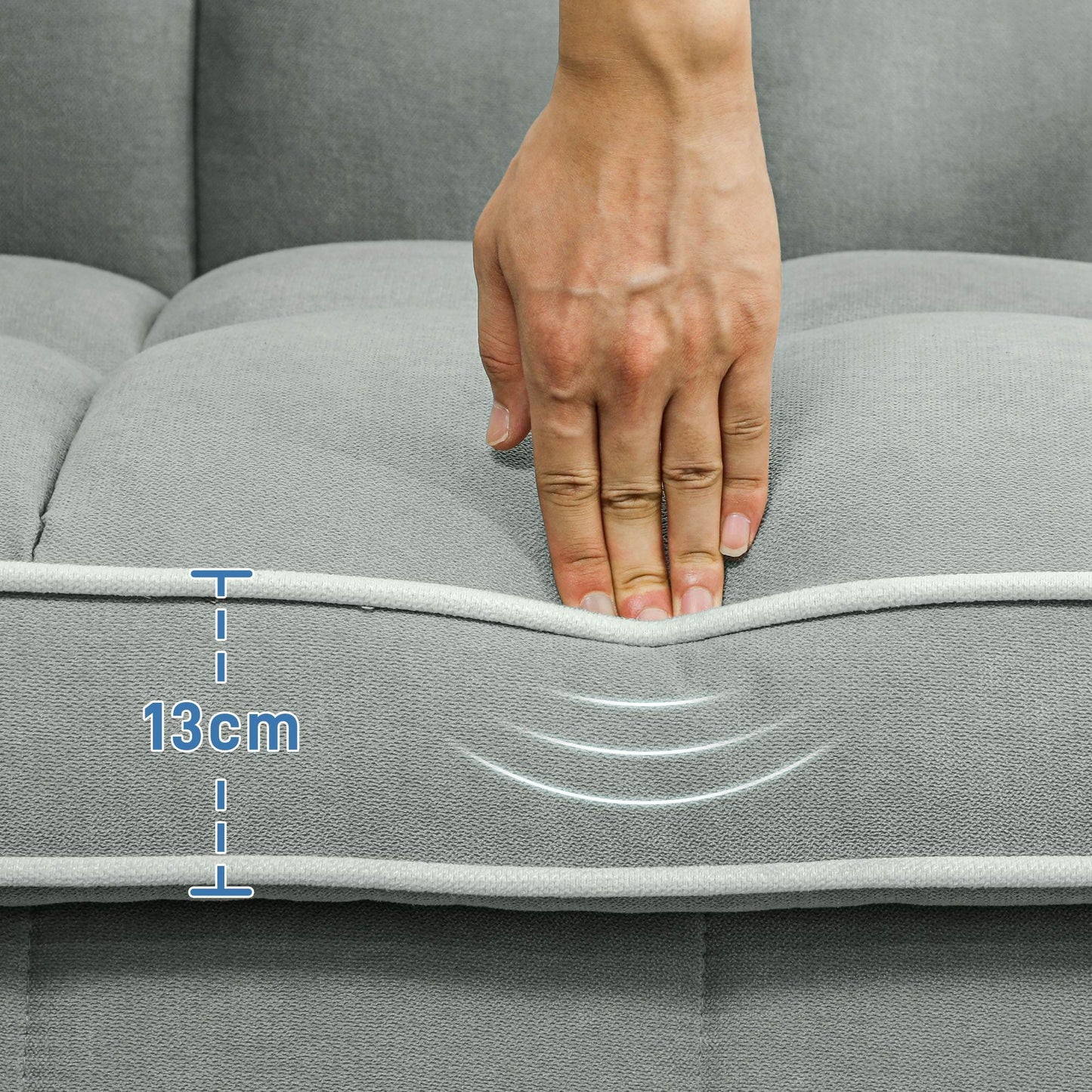 HOMCOM Light Grey Linen-Look Convertible Sofa Bed with Adjustable Backrest - ALL4U RETAILER LTD