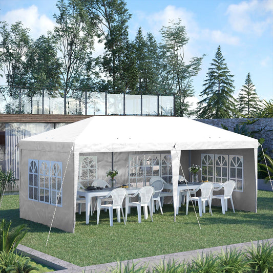 Outsunny 3 x 6m Heavy Duty Gazebo Marquee Party Tent with Storage Bag White - ALL4U RETAILER LTD