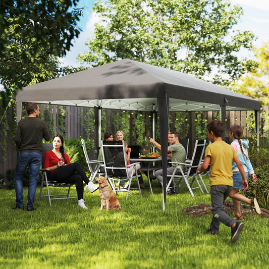 Outsunny 6m By 3m Pop Up Foldable Steel Frame Gazebo Grey Outdoor Shade Shelter For Outdoor Parties