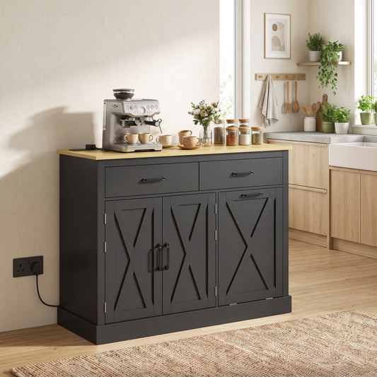 HOMCOM Tilt Out Trash Cabinet With Charging Station And 57 Liter Bin