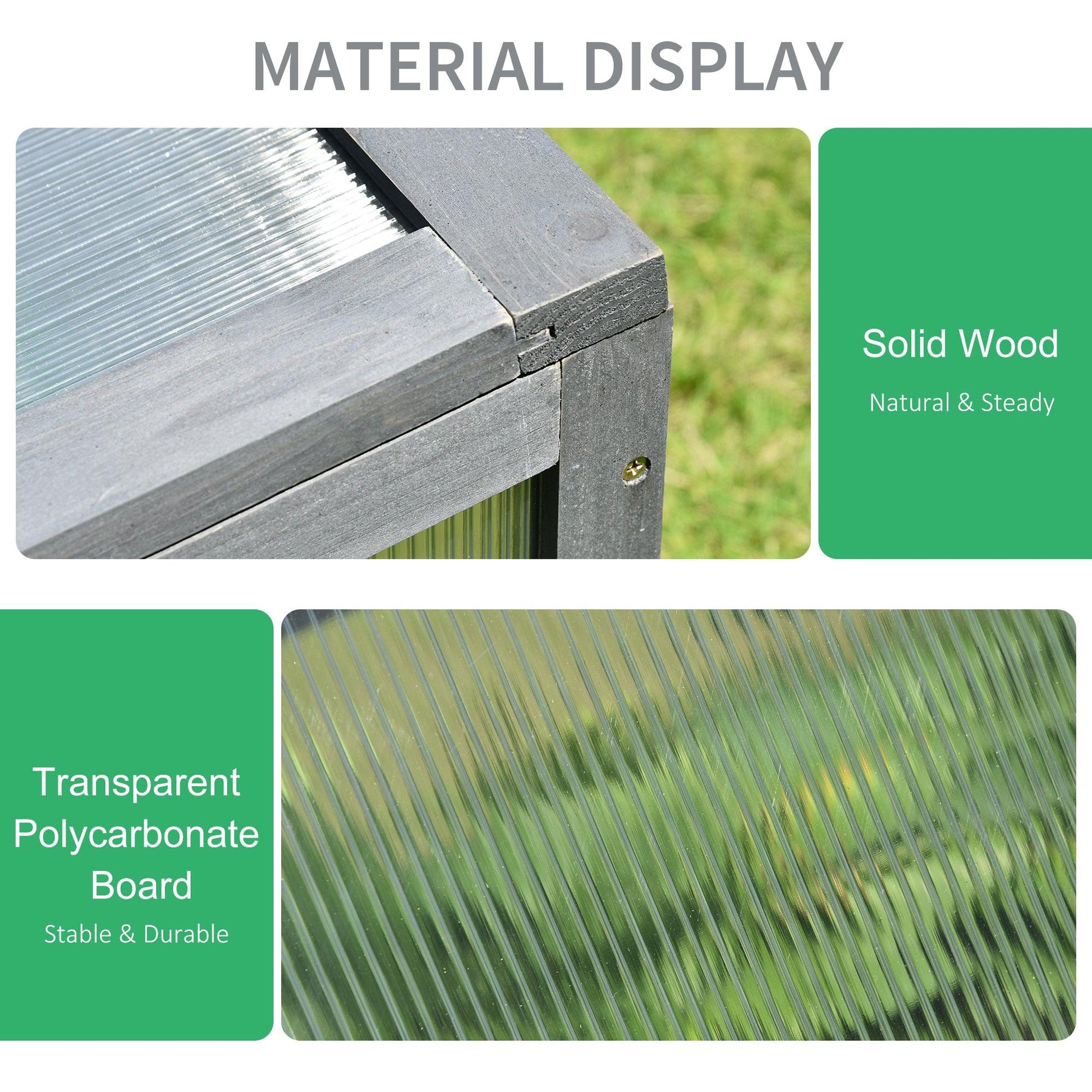 Outsunny Wooden Polycarbonate Cold Frame Greenhouse, Brown, 100x65x40cm - ALL4U RETAILER LTD