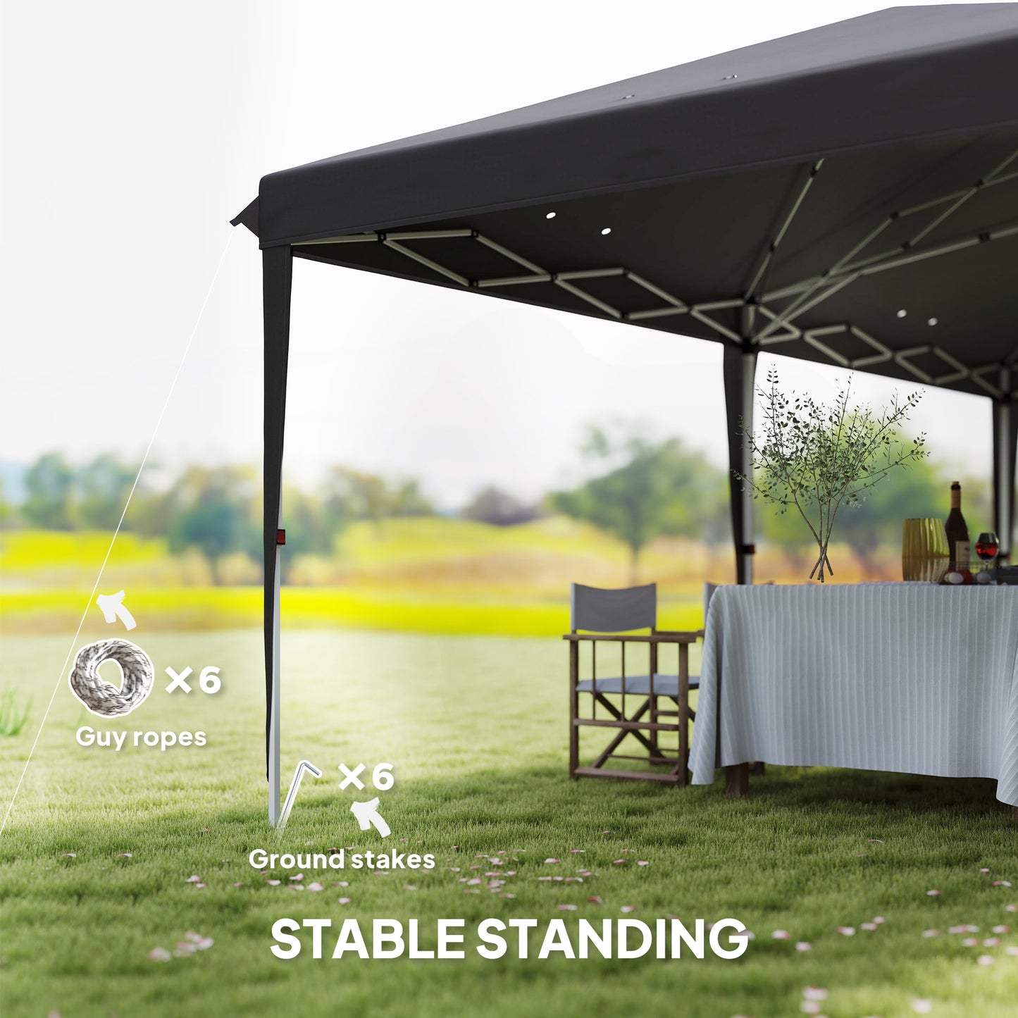 Outsunny 6m By 3m Pop Up Foldable Steel Frame Gazebo Grey Outdoor Shade Shelter For Outdoor Parties