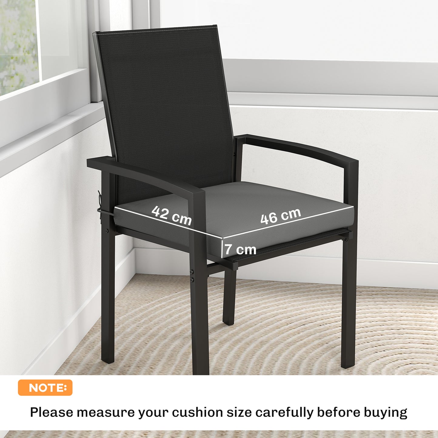 Outsunny Set of 6 Outdoor Seat Cushions Machine Washable Covers Water Repellent Dark Grey