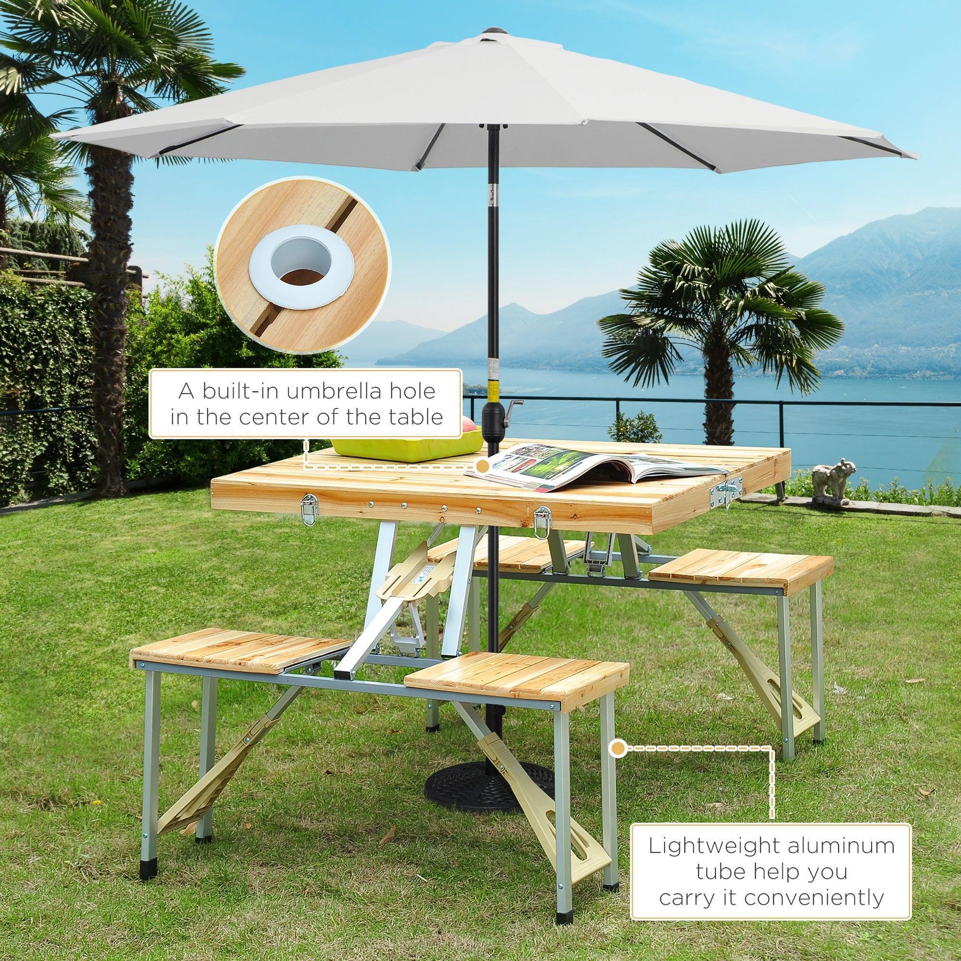 Outsunny Folding Camping Picnic Table - Portable & Durable - ALL4U RETAILER LTD