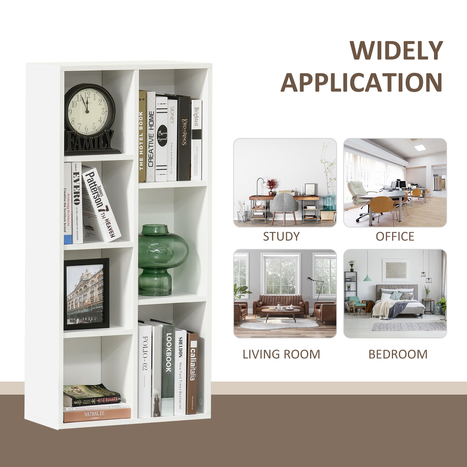 HOMCOM Modern White Seven-Cube Storage Bookcase - ALL4U RETAILER LTD