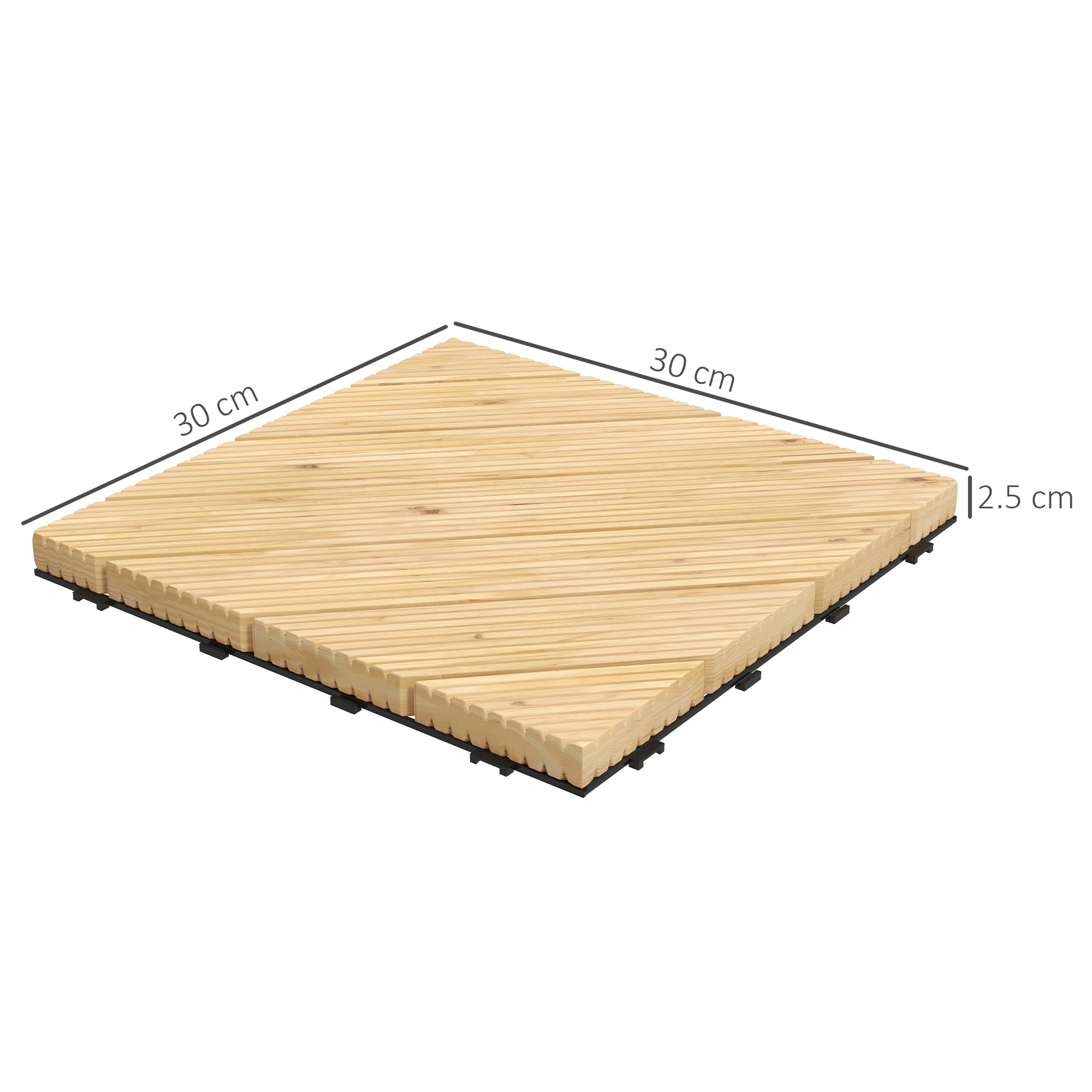 Outsunny 27-Piece Interlocking Wooden Decking Tiles - 30x30 cm Anti-Slip Outdoor Flooring, 2.43m² Coverage, All-Weather Use - ALL4U RETAILER LTD