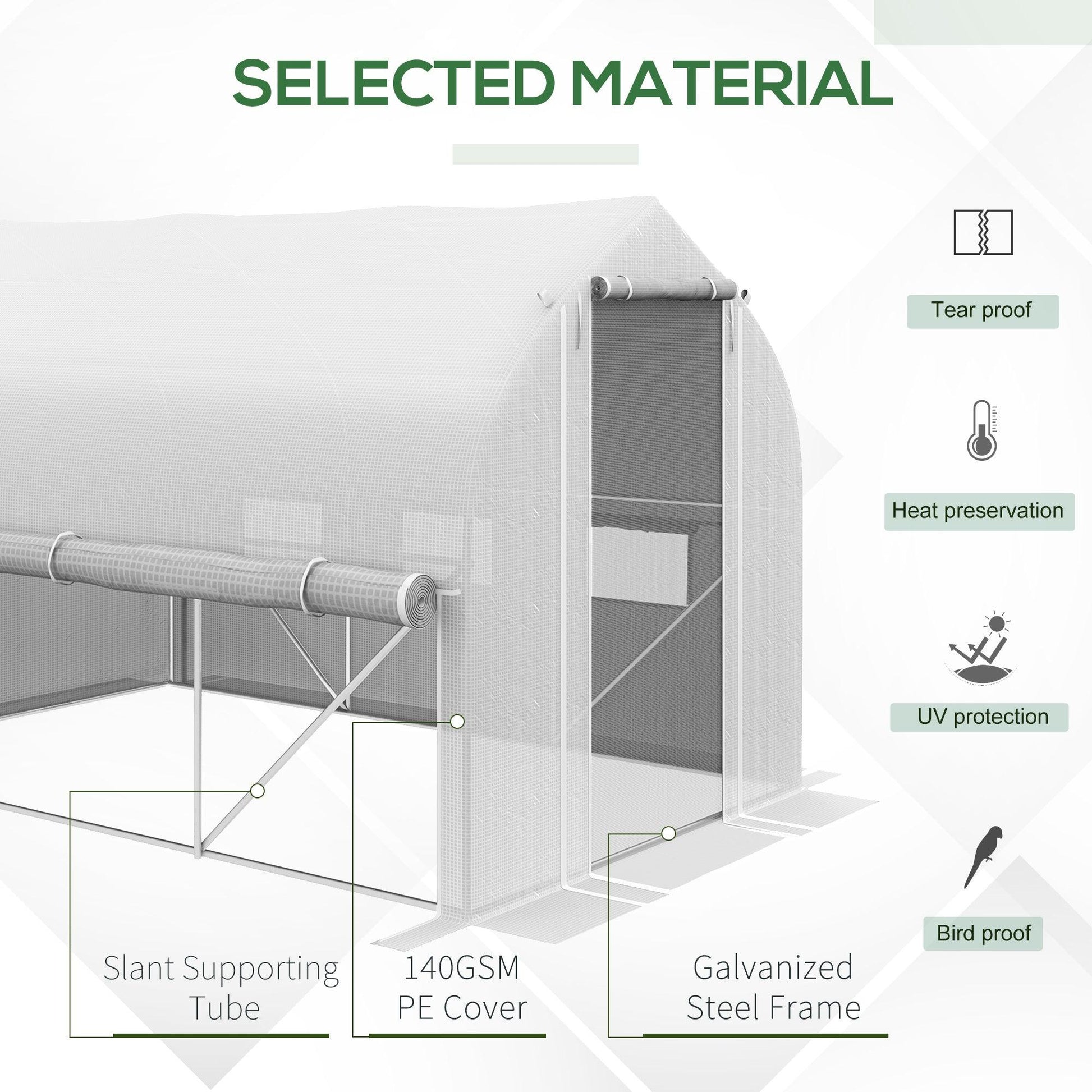 Outsunny 3 x 2m Walk-in Tunnel Greenhouse, Roll Up Sidewalls, Mesh Door - ALL4U RETAILER LTD