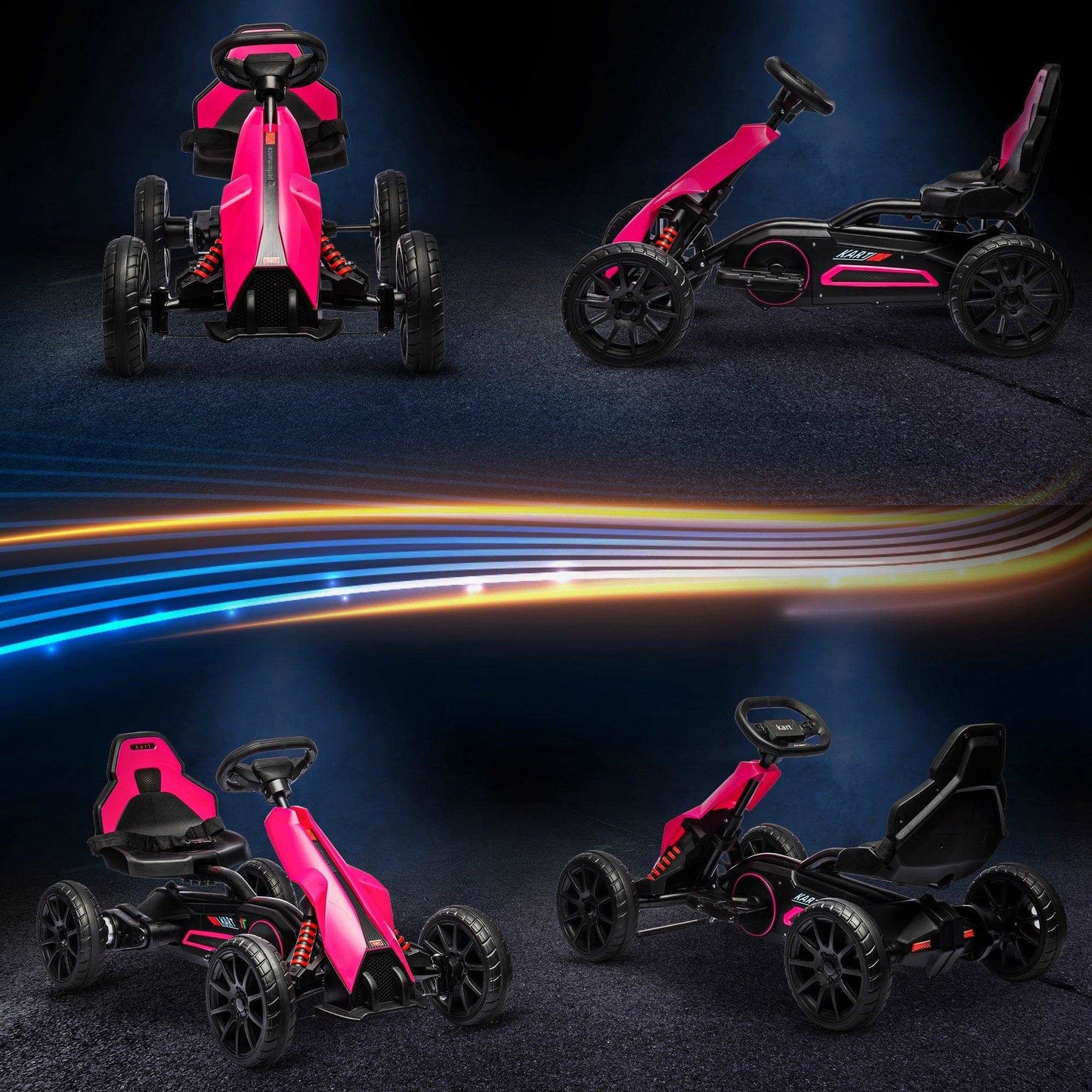 HOMCOM 12V Electric Go Kart w/ Forward Reversing 2 Speeds for 3-8 Yrs - Pink - ALL4U RETAILER LTD