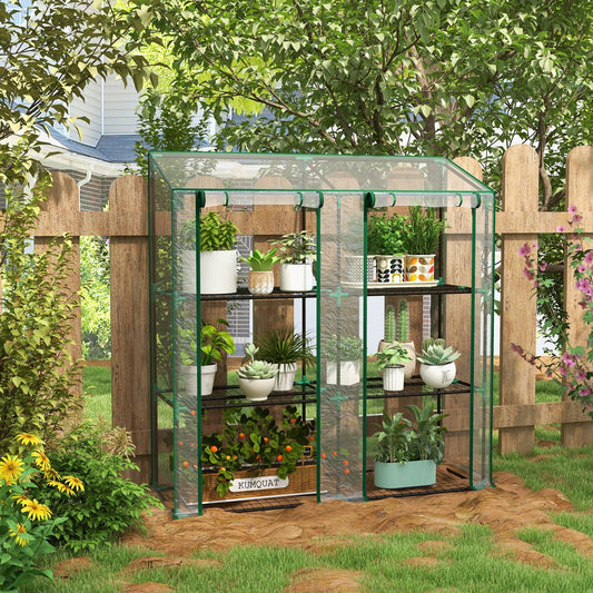Outsunny 3 Tier 6 Wire Shelves Reinforced Mini Greenhouse, Clear - ALL4U RETAILER LTD