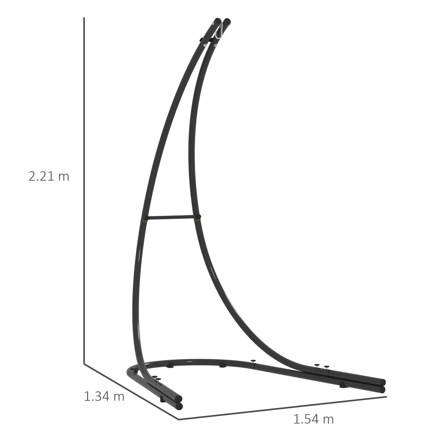 Outsunny Hammock Chair Stand Heavy Duty Metal Frame With Extra Large Base For Indoor Outdoor Use 150 Kg Capacity Black