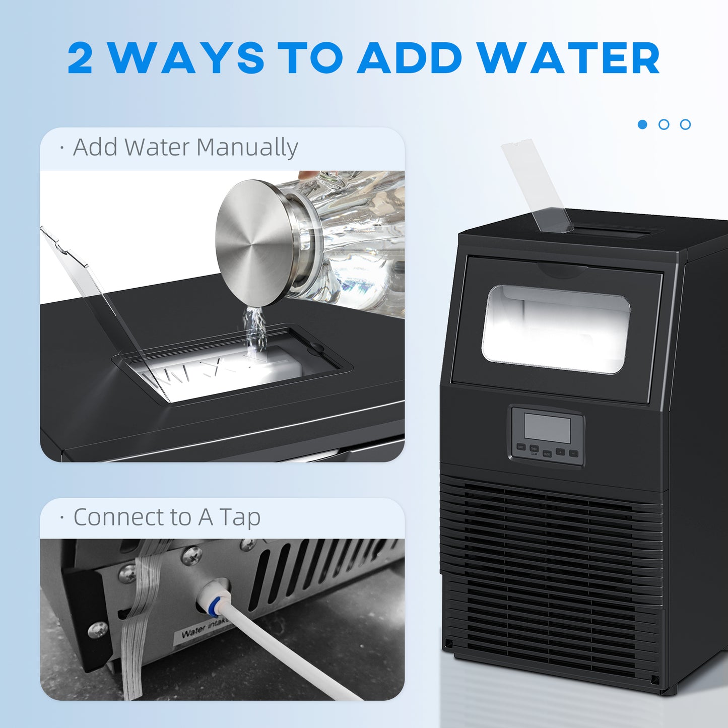 HOMCOM Commercial Ice Maker With 4 Kg Storage Black Front Transparent Cover 30 Kg Daily Square Ice Cubes Production