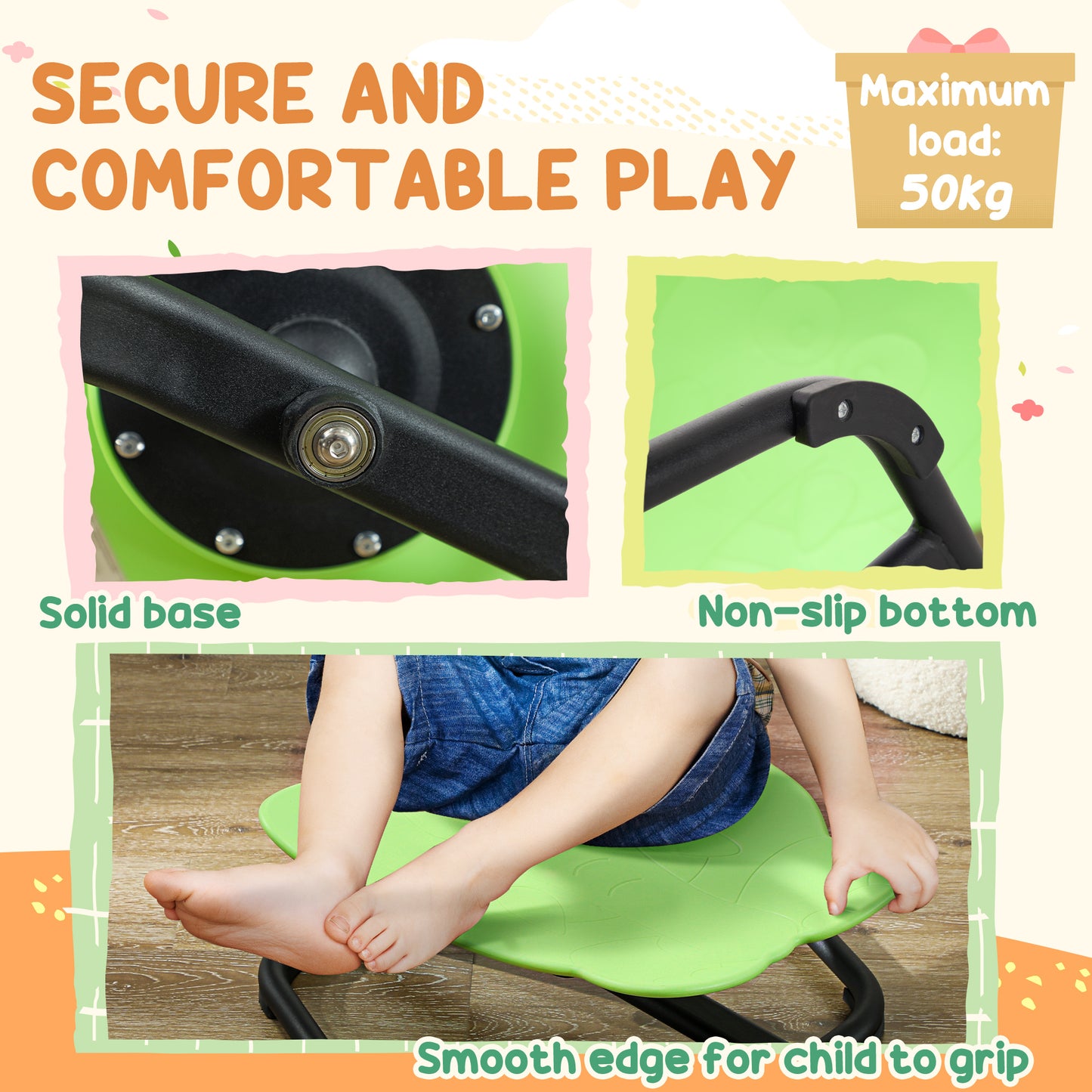 AIYAPLAY Elephant Shaped Spinning Chair For Autism Ages 3 To 6 Green Sensory Seat