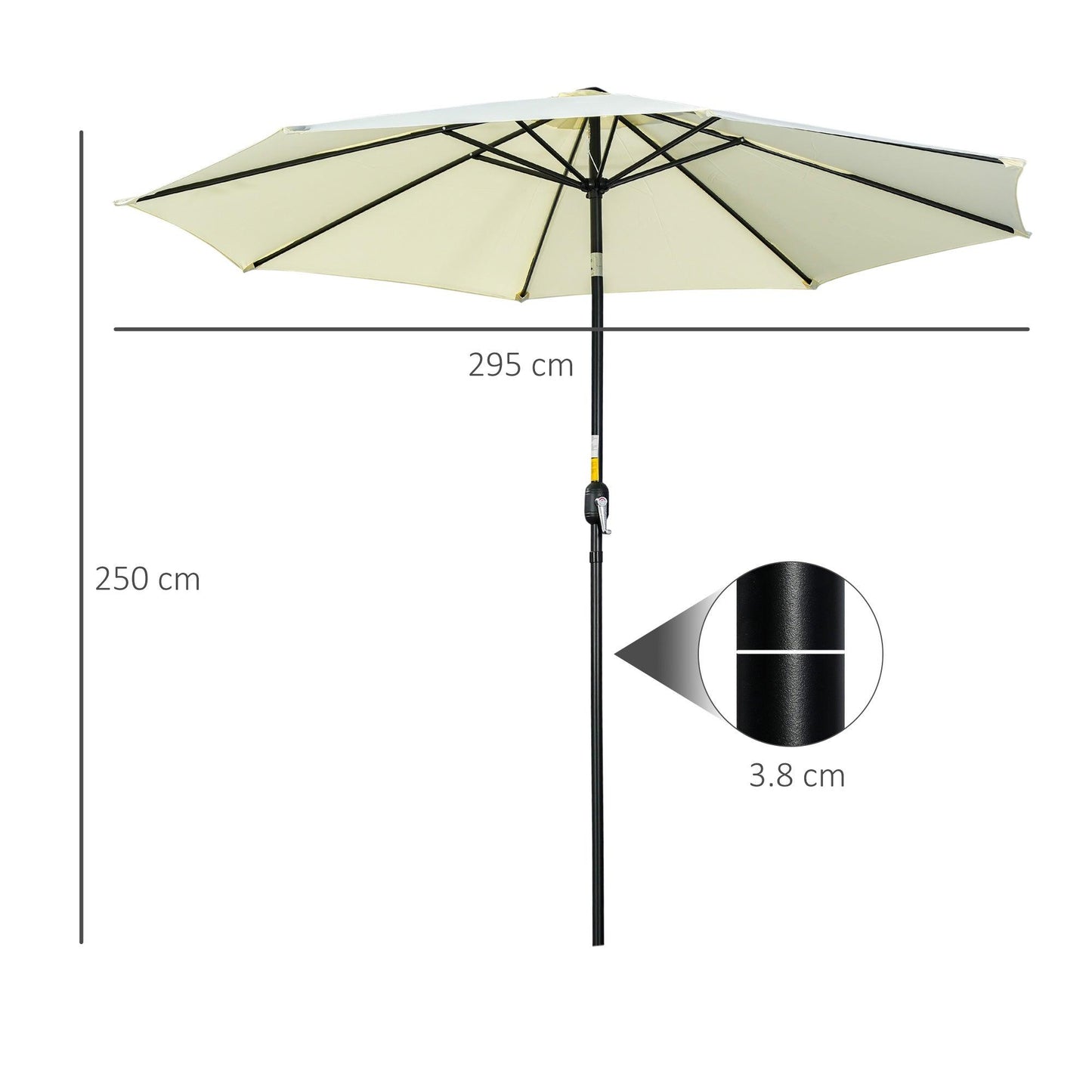 Outsunny 3(m) Patio Umbrella Outdoor Sunshade Canopy w/ Tilt & Crank Beige - ALL4U RETAILER LTD