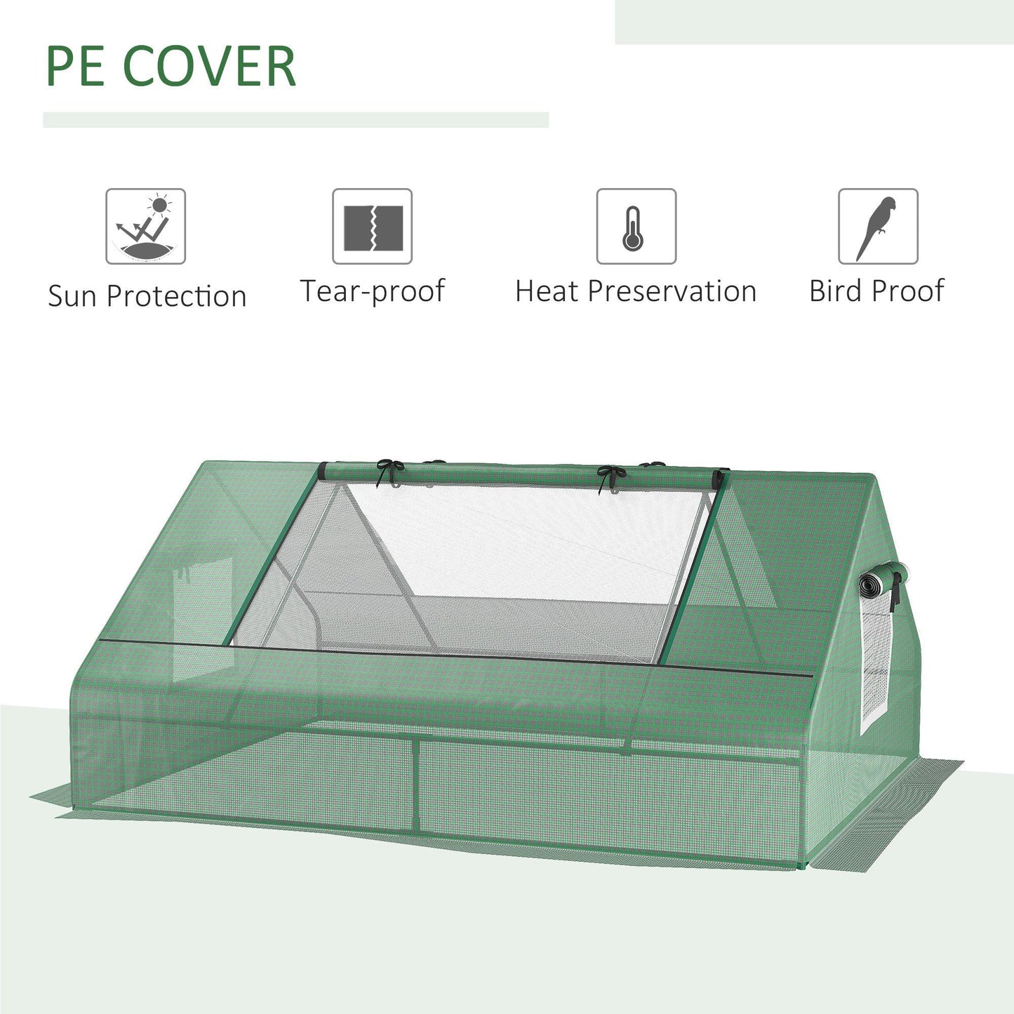 Outsunny 180 x 140 x 80cm Portable Mini Greenhouse with Zipped Windows, Green - ALL4U RETAILER LTD