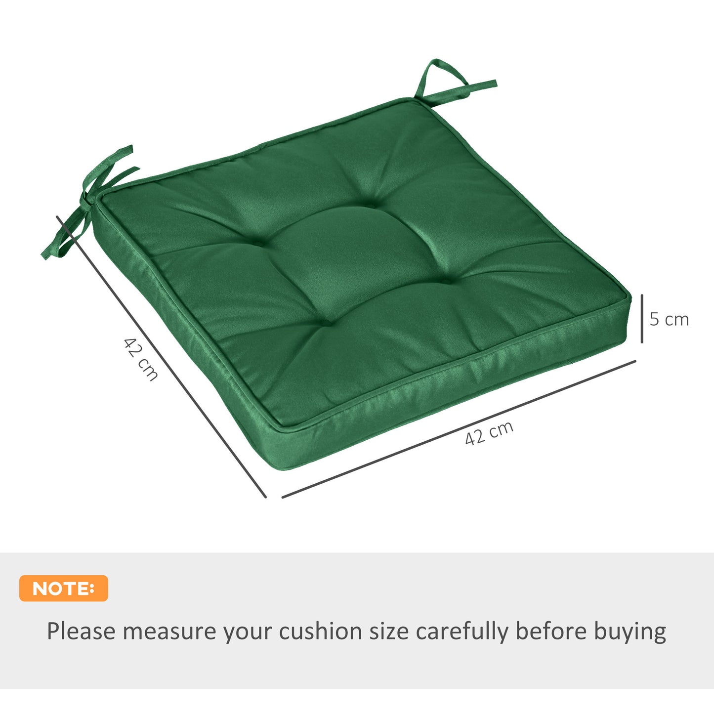 Outsunny Set of 4 Outdoor Seat Cushions 42 x 42 cm Green Garden Cushions for Patio