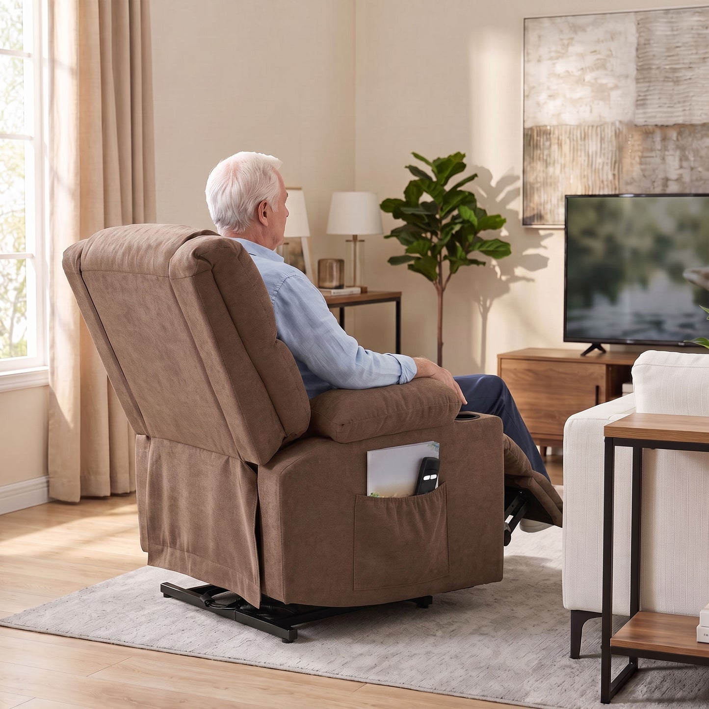 HOMCOM Dual Motor Electric Lift Recliner Chair With Massage And Heat Brown
