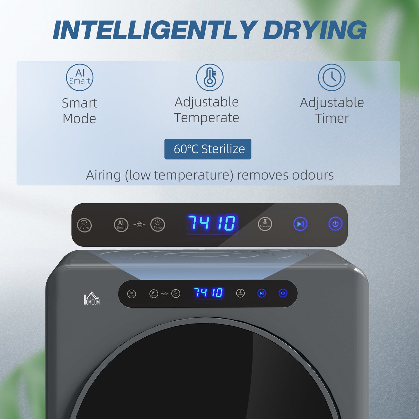 HOMCOM 4kg Compact Tumble Dryer 40-60C Grey For Small Spaces Efficient Fabric Care