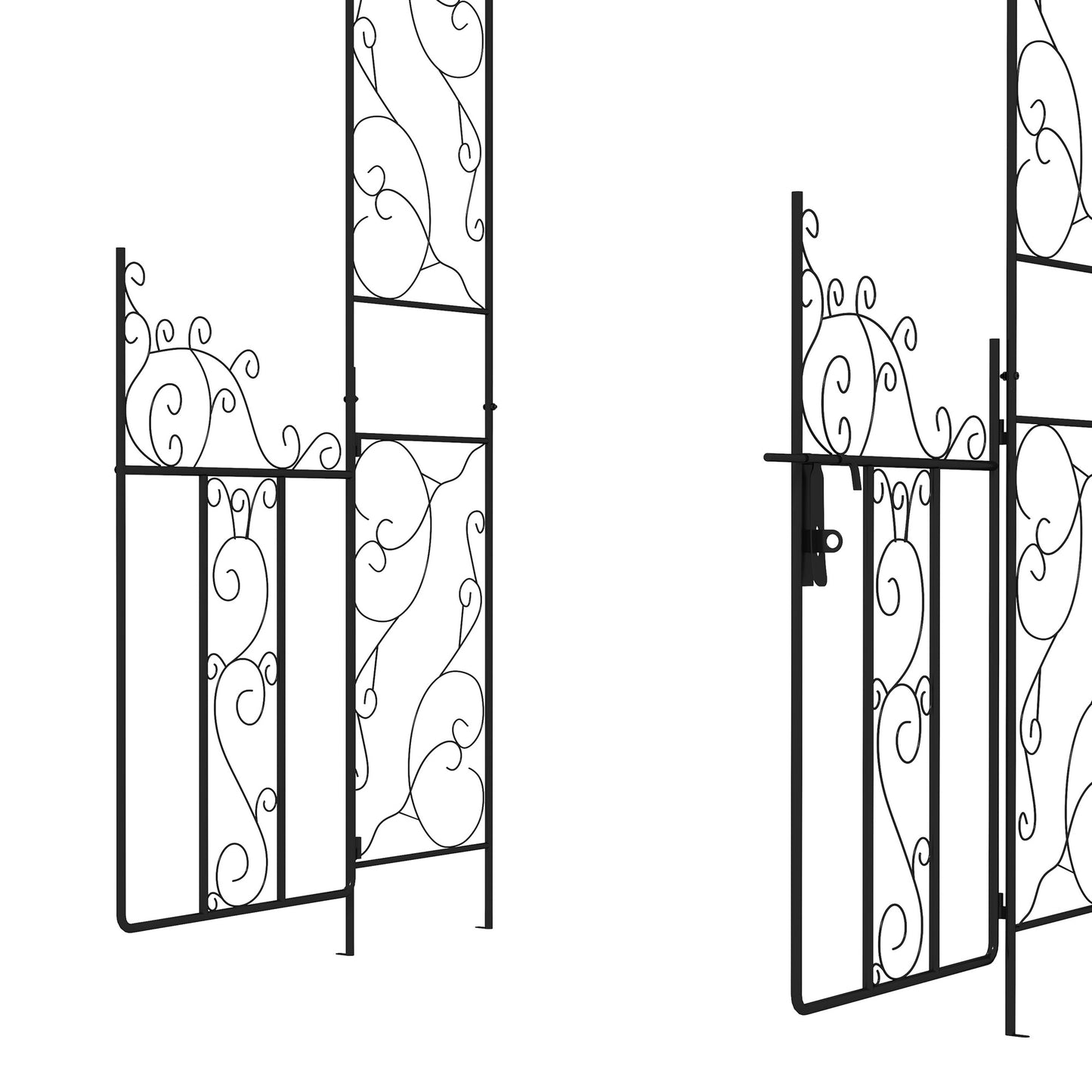 Outsunny Metal Garden Arch Double Gates for Climbing Plants Roses and Vines Wedding Arch Black 125L x 38W x 227H cm