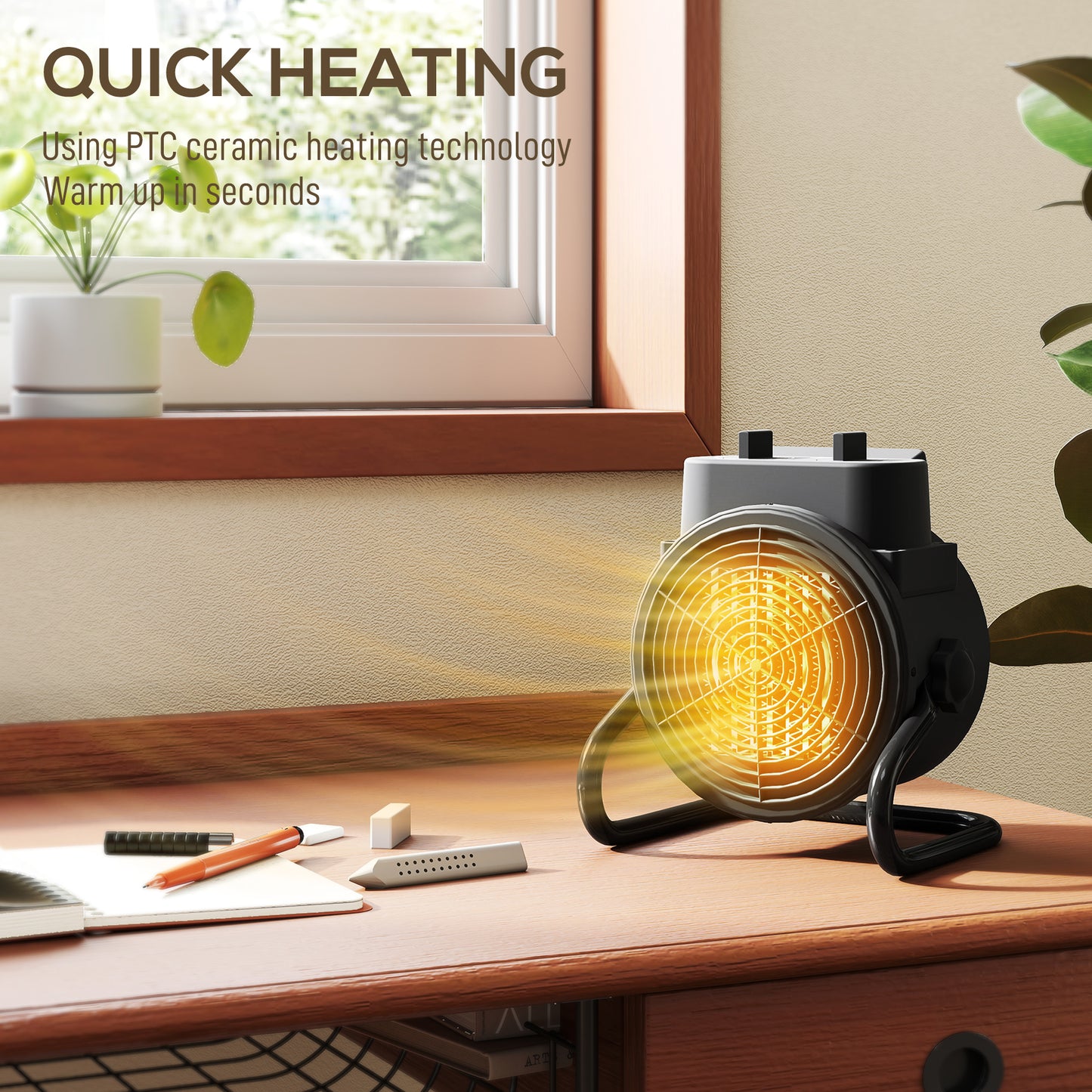 HOMCOM 2000W Portable Ceramic Electric Space Heater With Fan And Dual Safety Overheat Protection Black