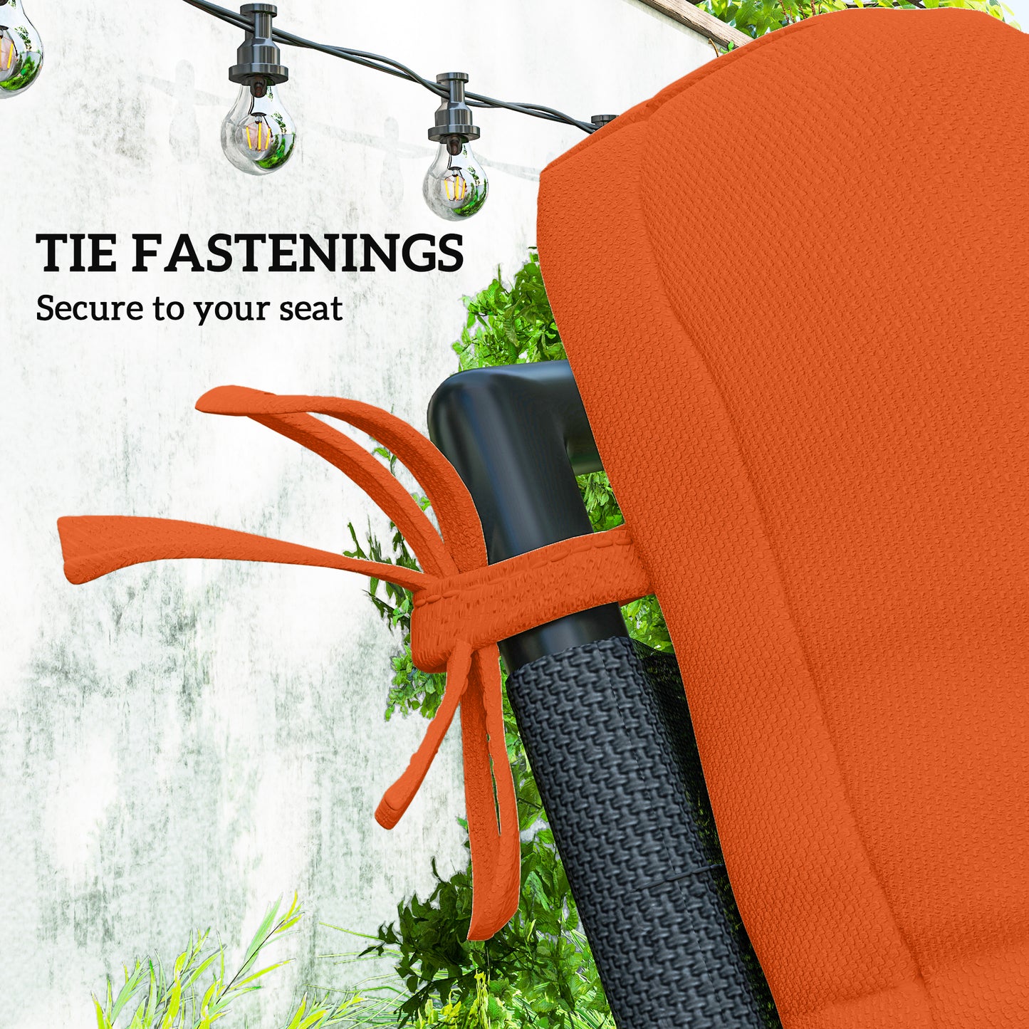 Outsunny Set Of Two Padded Outdoor Seat Cushions With Cushioned Back Rest Orange For Patio Chairs