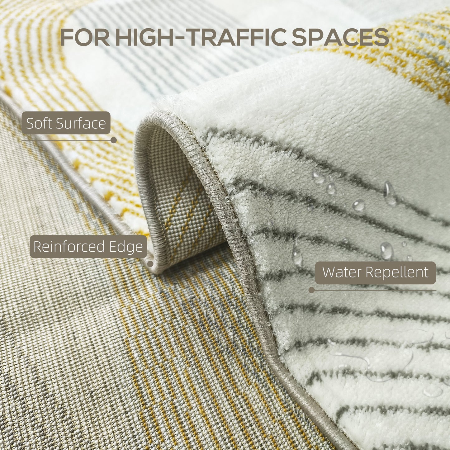 HOMCOM Modern Area Rug 230 x 160 cm Cream White Machine Washable Allergy Friendly Living Room Bedroom Office Carpet