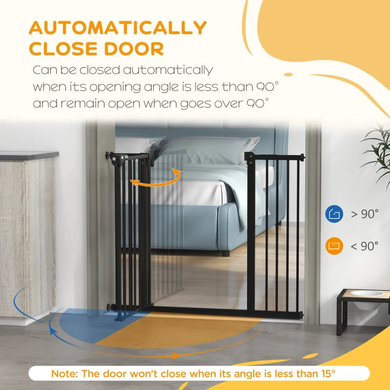 PawHut Black Metal Adjustable Dog Gate: Expandable Width 74-100cm for Secure Pet Containment - ALL4U RETAILER LTD